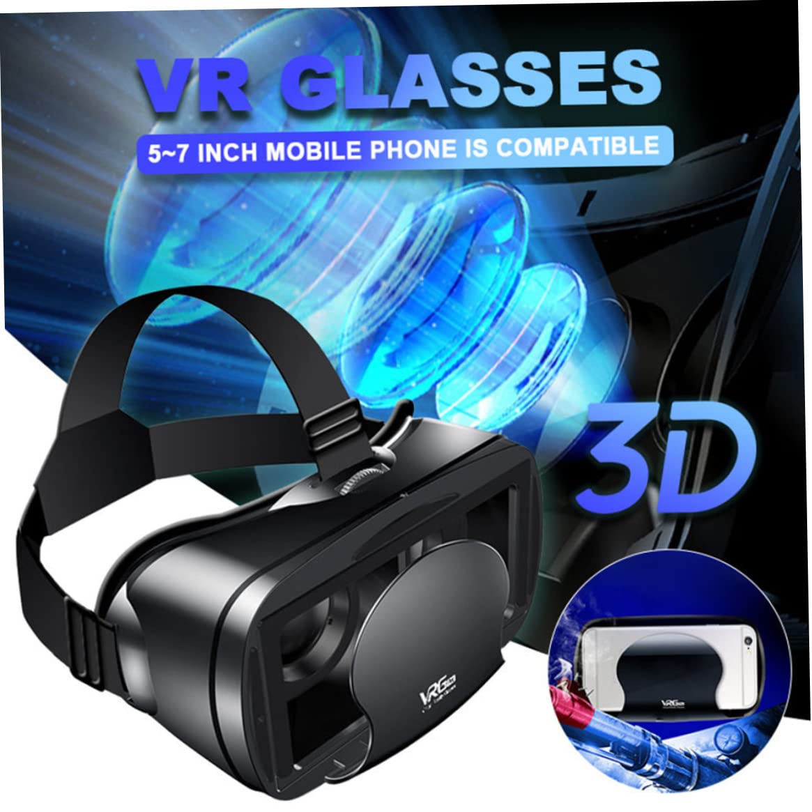 Occhiali per cuffie VR Schermo intero 3D Realtà virtuale grandangolare visiva VRG Pro per giochi di film per smartphone