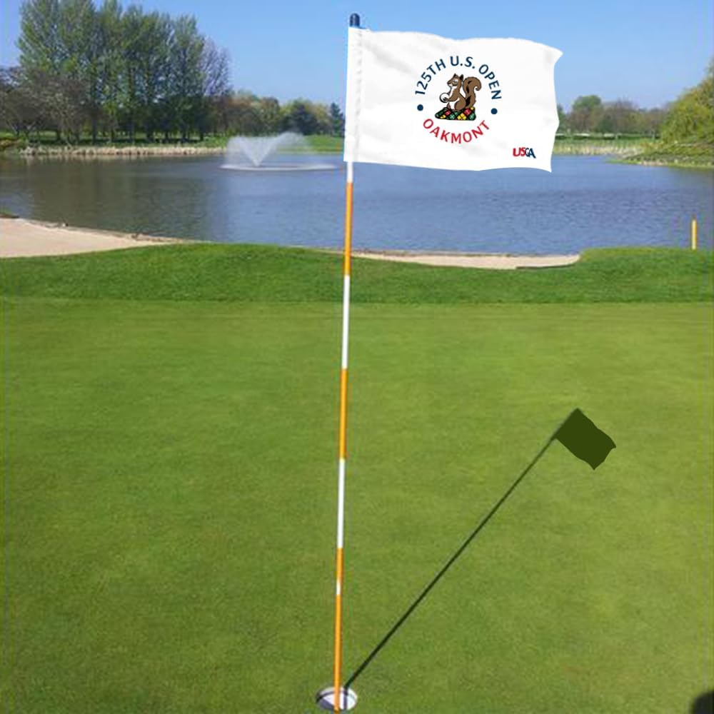 2025 US Open Flag Oakmont Golf Pin USGA Flag Practic Putting Green Golf Flag For Backyard Garden Double-Sewn 600D Nylon Miniature Pin Flag egulation Tube Flag(white 20"x13")