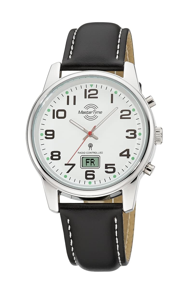Master Time Funk Quarz Herren Uhr Analog mit digitalem Datum mit Leder Armband MTGA-10814-12L