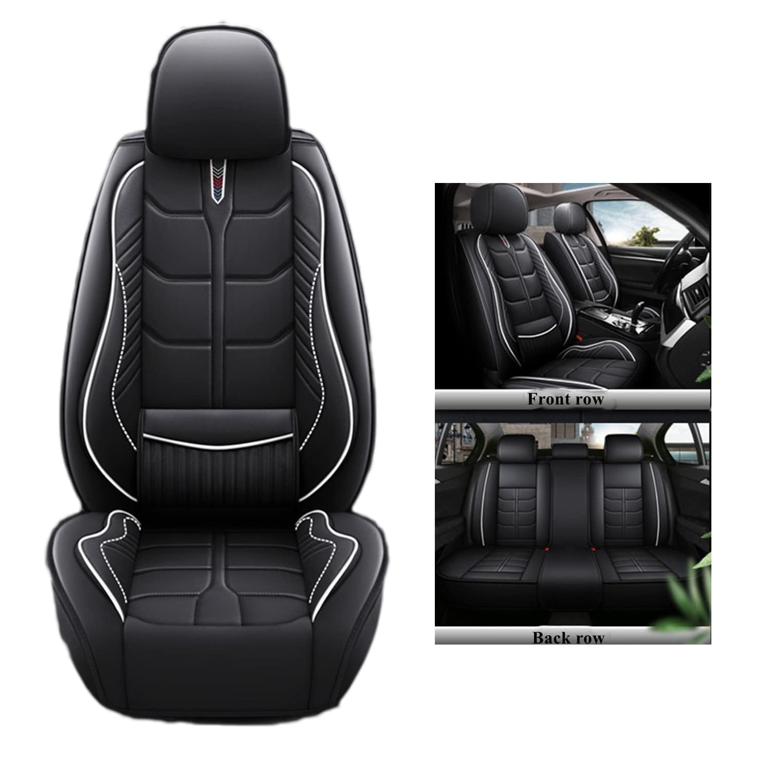 Coche Juegos De Cubreasientos para Jeep Compass 1. Generation 2007-2017, Impermeable Transpirable Fundas Interior Accesorios,A/Blackwhite- Nopillow