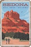 Sedona Az Arizona Bell Rock Travel Poster Art Retro Metal Tin Sign Home Decor Plate Wall Art Farmhouse Sign Living Room Decor Welcome Sign Home Decor Outdoor Decor Painted Sign Varnish 8x12 Inch