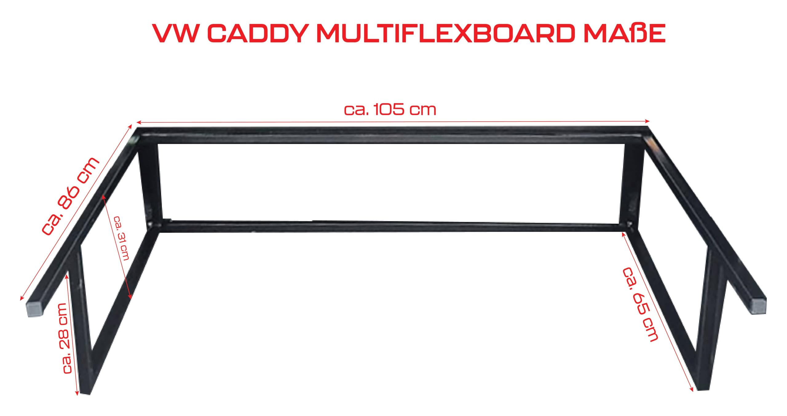 BREMER SITZBEZÜGE Multiflexboard klappbar& Klappmatratze kompatibel mit VW Caddy ab 2003-2022 Bettverlängerung Camping Zubehör Wohnmobilbett Camper Schlafauflage Höhe ca. 31cm Konsolen in Schwarz