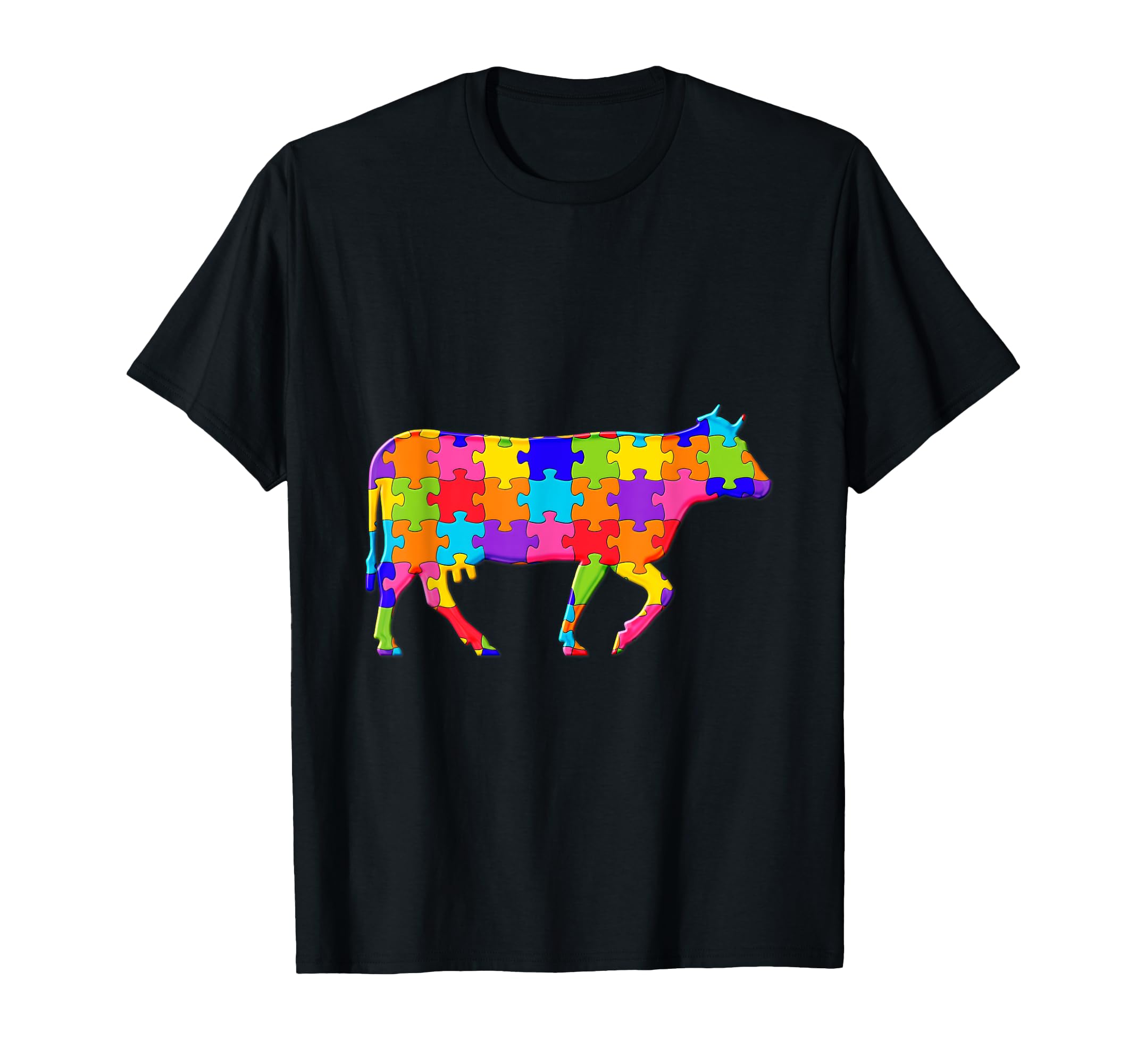 Cow Animal Jigsaw Autism Puzzle T-Shirt