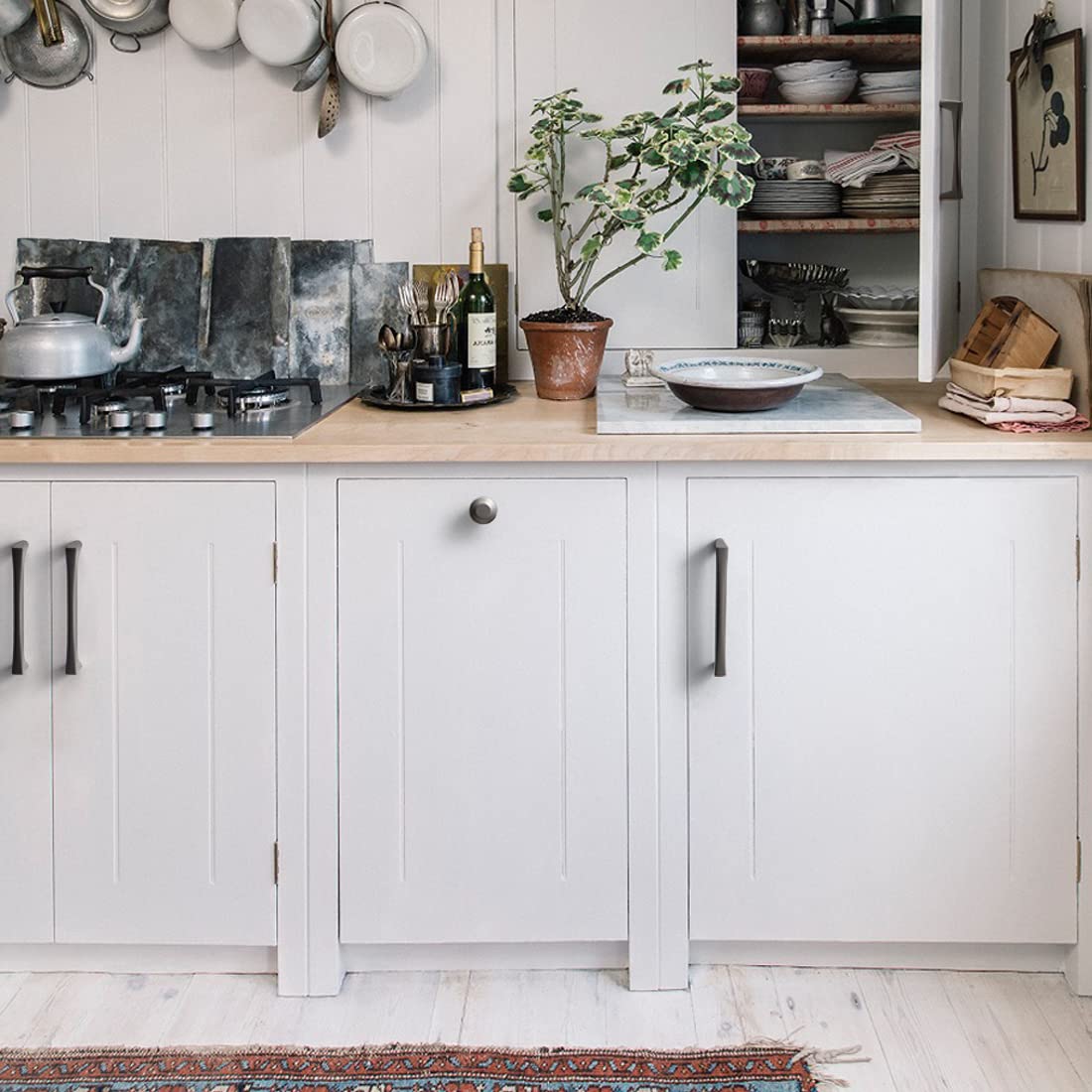 YAGU 10 Pack Kitchen Drawer Knobs Cabinet Pulls, Dark Gray Zinc Alloy Furniture Black Nickel Hardware for Cupboard Dresser Closet Wardrobe Handles