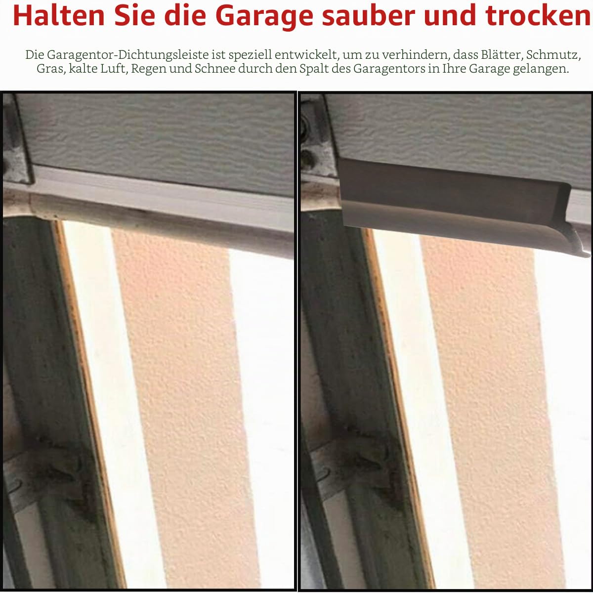 Isolierung für Garagentor, 10 m, Dichtung für Garagentor, Dichtungsprofil aus Gummi, Universal, mit Nägeln