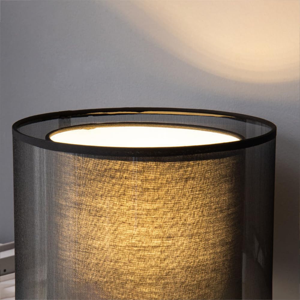 XINYASEE Lampe de table moderne à double abat-jour, lampe de chevet, abat-jour en tissu mesh, interrupteur à fermeture éclair, convient aux chambres, salons et bureaux - luminaires décoratifs(Noir)