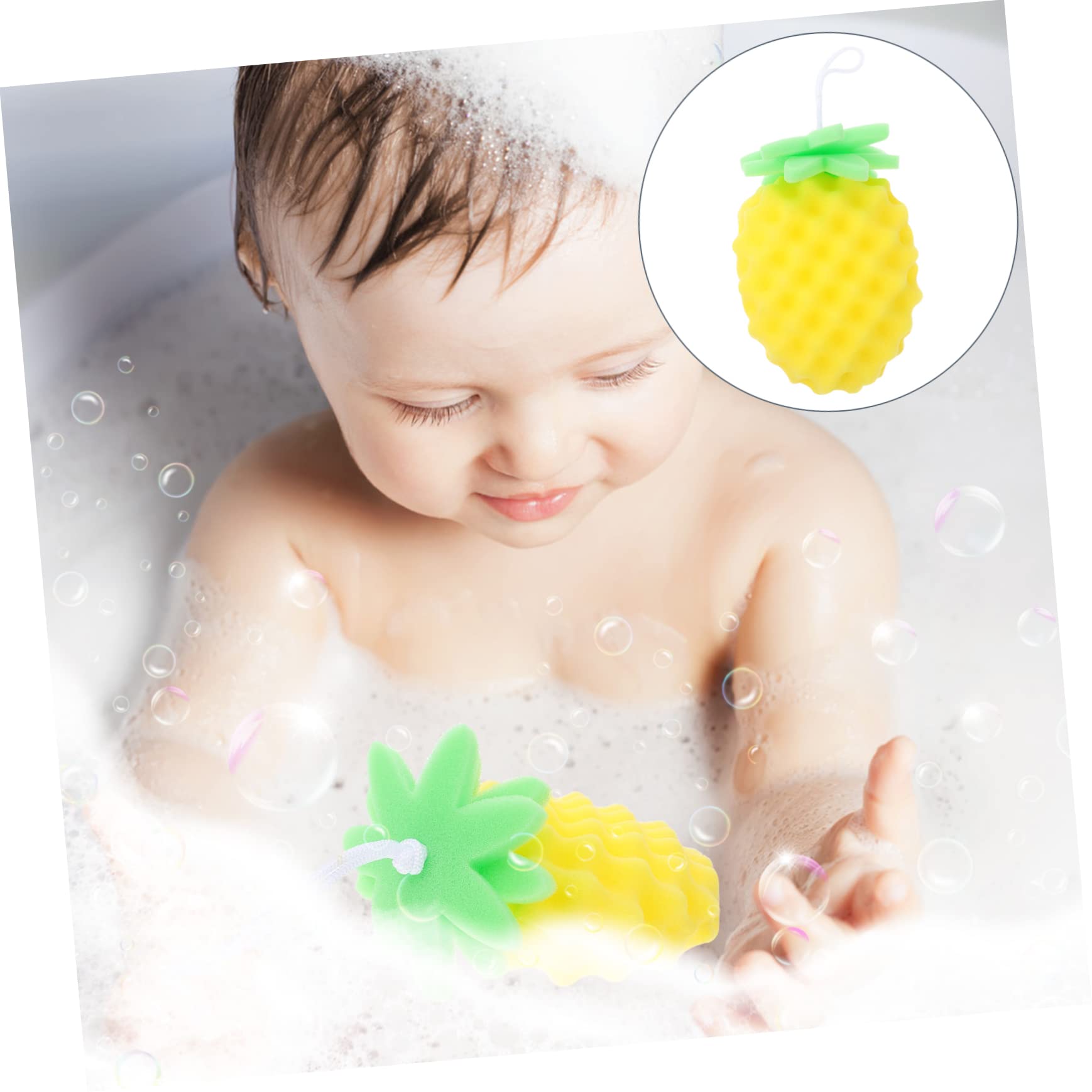 Healeved 4piezas Esponja De Baño Para Bebés Diseño De Piña Cepillo Para Baño Infante Exfoliante Natural Para Nuevos Nacidos y Fácil De Usar y Almacenar