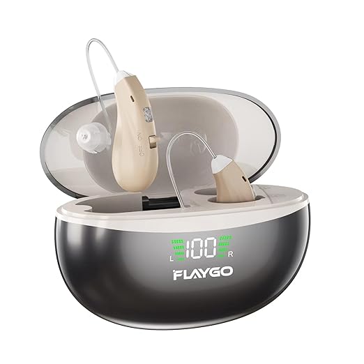 Rechargeable Hearing Aids for Seniors' Hearing Loss (Not Amplifier) - Latest 16-Channel Digital OTC Hearing Aid with Intelligent Noise Cancellation, 5-Day Long-Lasting Battery, Medical-Grade Materials, Comfortable & Anti-Slip for Secure Wearing, Beige