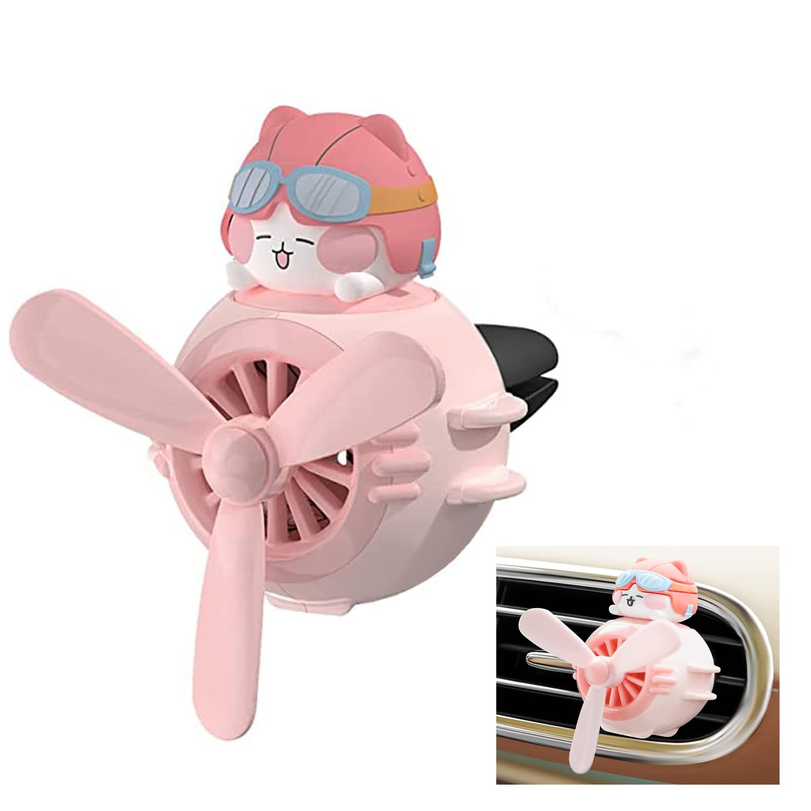 Joyzzz Car Air Fresheners Vent Clips, Cute Cartoon Automotive Air Outlet Fan, Pilot Animal Car Diffuser Rotating Propeller, Creative Car Perfume Decoration Automotive Air Fresheners for Cars