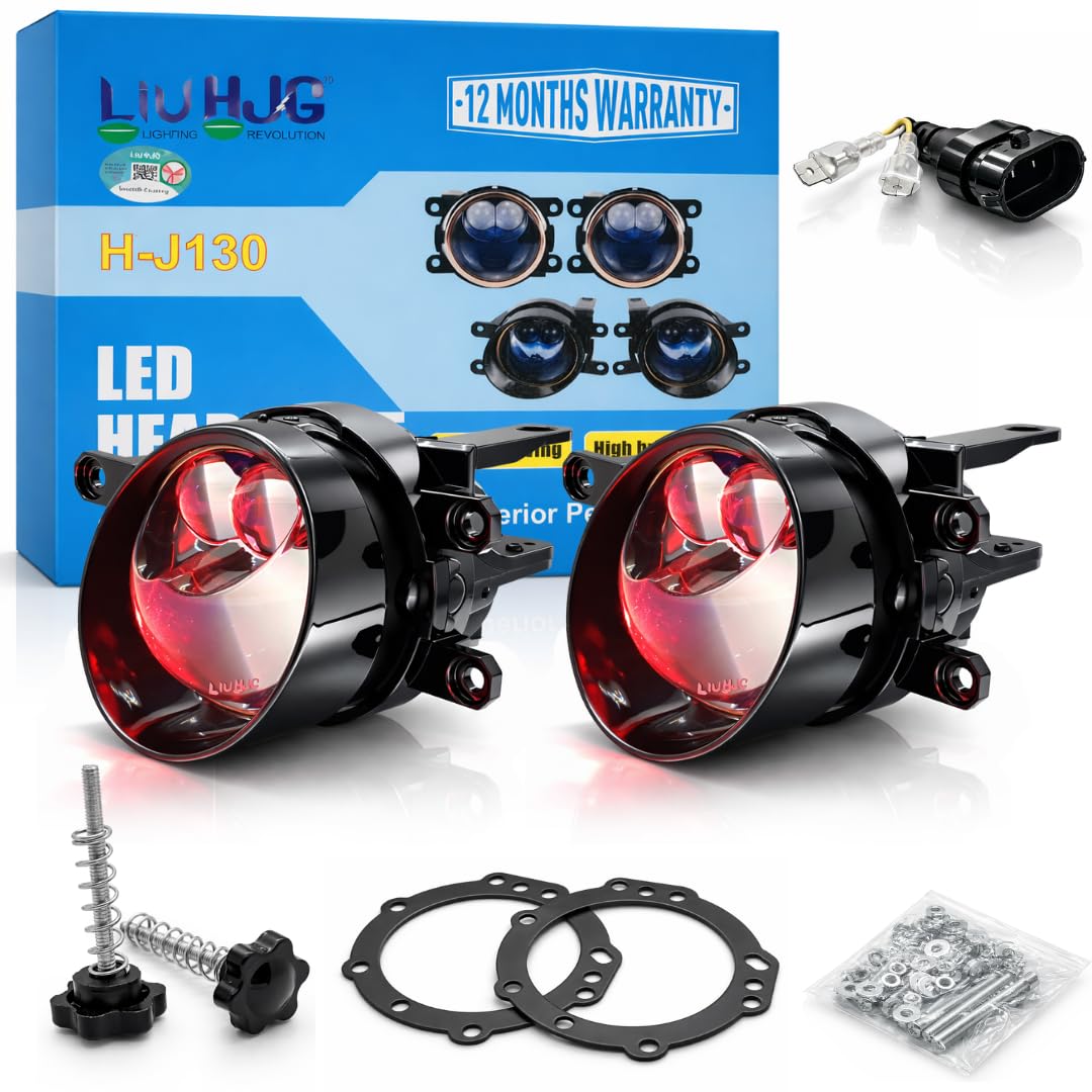 3 Inch LED Projector Lens Laser Fog Lamp with Cap Waterproof & Heat Dissipation 120W 12V DC Power Yellow White & Red Devil Eye Light Reflection Universal Fit All Bikes & Cars Model Pack of 2-image-43