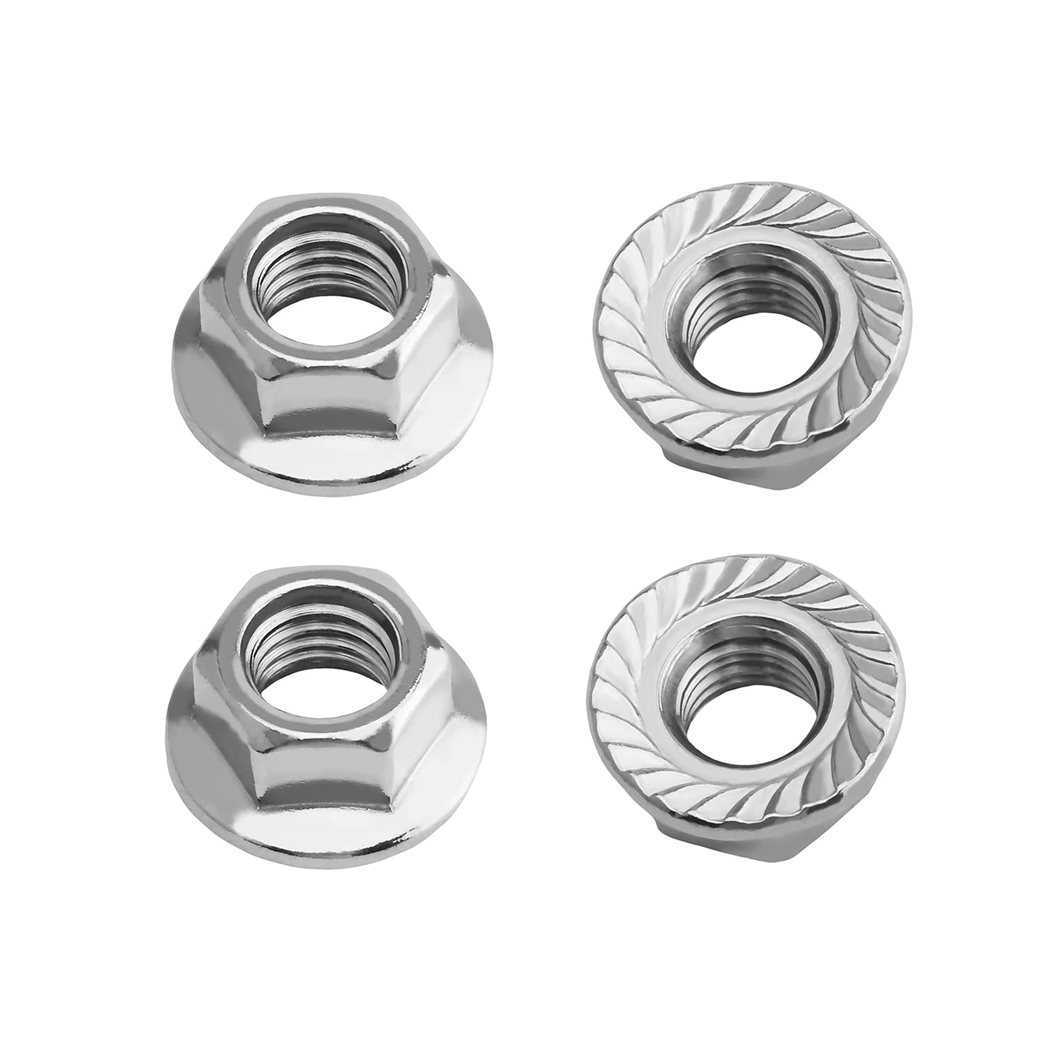 M12 Serrated Flange Hex Lock Nuts, 201 Stainless Steel Silver Tone 20Pcs