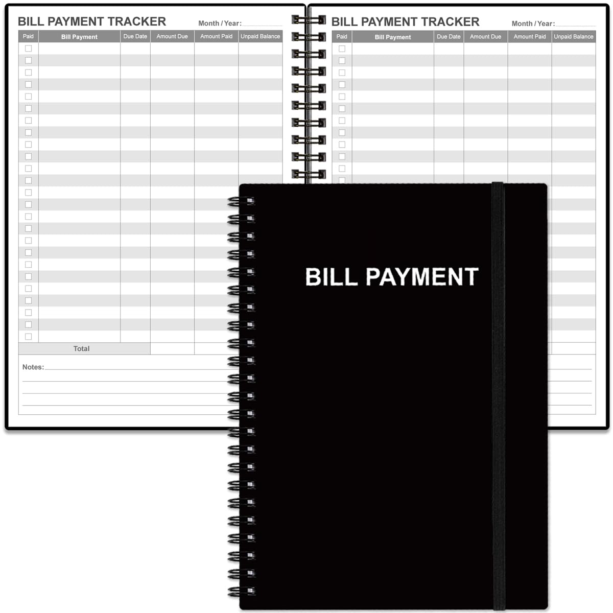 Bill Payment Tracker Notebook - Monthly Bill Organizer & Planner for Personal Budgeting Financial, Payments Checklist Organizer, 5.8" x 8.5", Black
