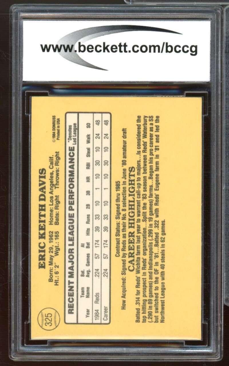 1985 Donruss #325 Eric Davis Rookie Card BGS BCCG 10 Mint+ - Baseball Slabbed Rookie Cards