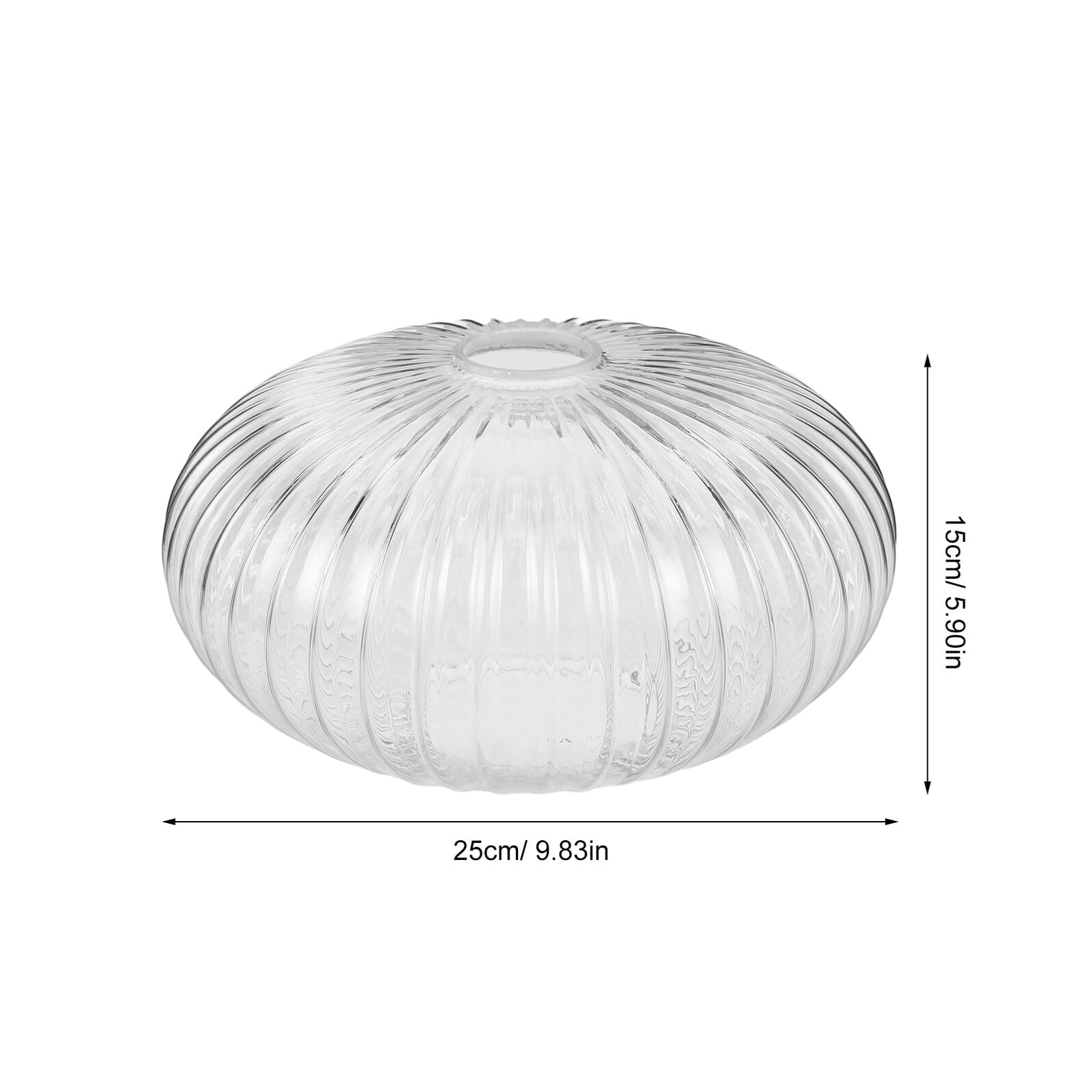 Pantalla para Lámpara Colgante de Cristal Transparente Diseño de Rayas Diámetro 250 MM X Altura 150 MM Globo de Vidrio Resistente para Iluminación Decorativa en Hogar y Cocina