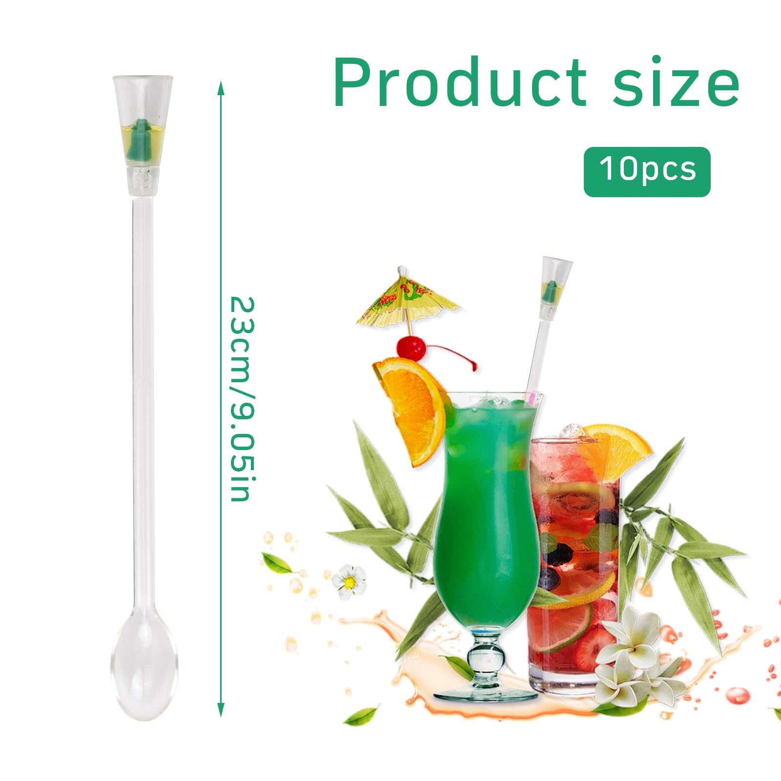 MEISO Lot De 10 Agitateurs De Cocktail Réutilisables - Design Coloré Et Amusant (23cm)