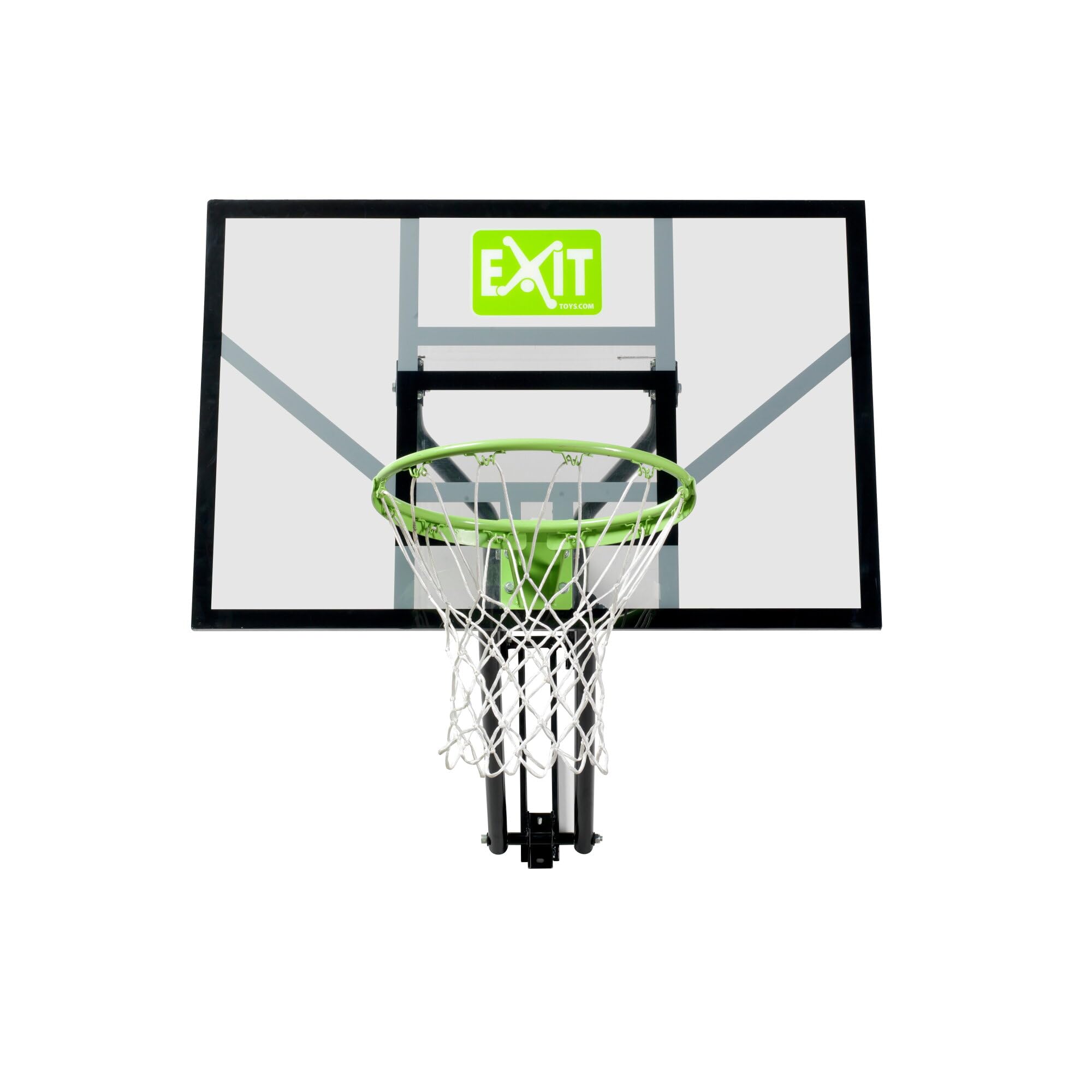 EXIT Toys Galaxy Tabellone da Basket per Montaggio a Muro - Cerchio da Basket, Rete e Materiale di Fissaggio - Tabellone Regolabile in 5 Altezze - Per Bambini e Adulti - Telaio Robusto - Verde/Nero