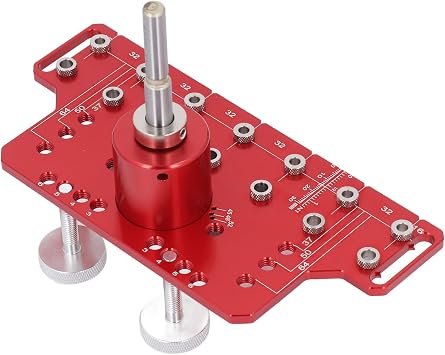 Shelf Pin Hinge Jig, 2 in 1 Self Contained Clamping All Metal Cabinet Hardware Tool Drill Guide with 7 Drilling Bits, for Cabinet Door Hinge Hole Positioning