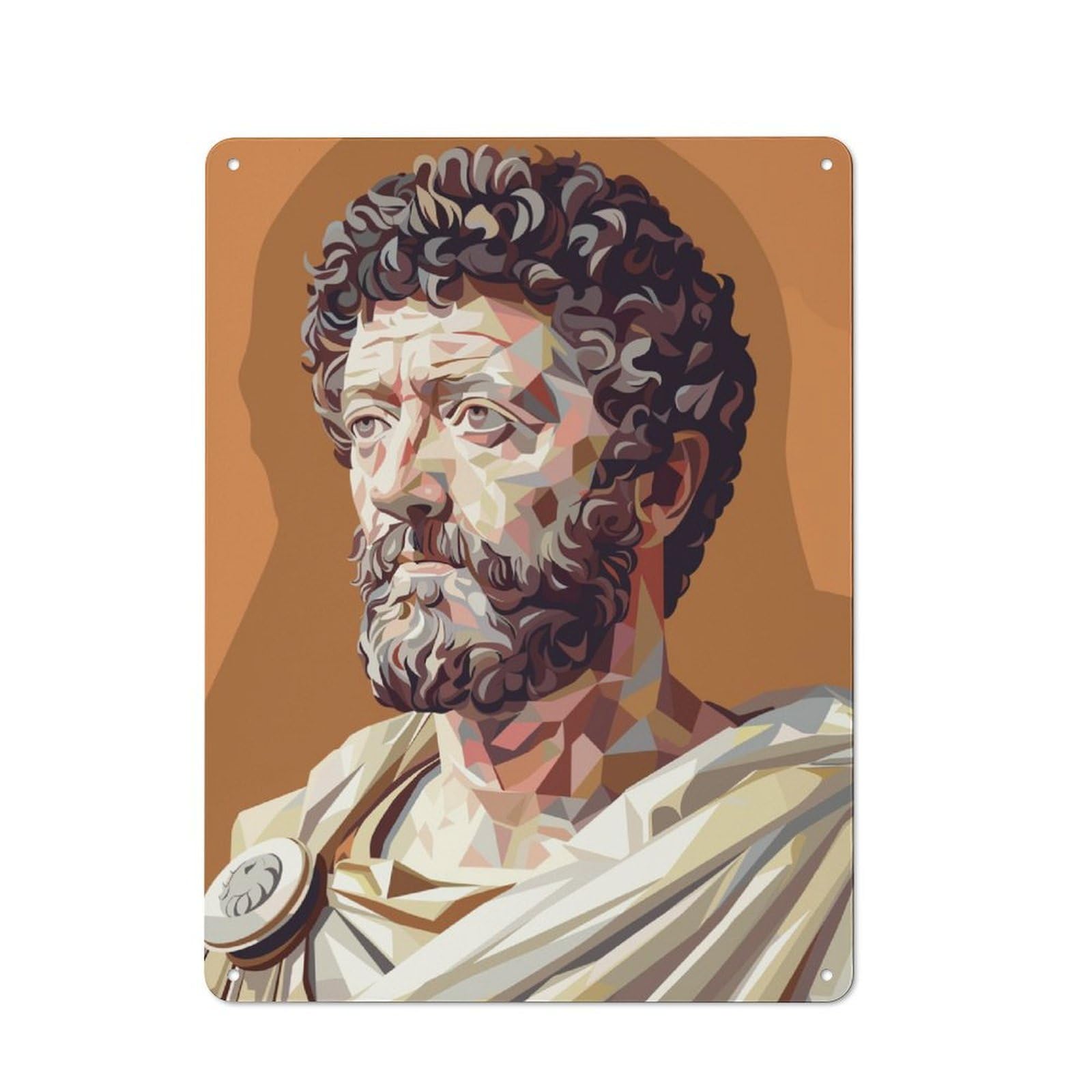 Junmoney Marcus Aurelius Low Poly Tin Sign 40X30cm With For Home Bar Wall, Vintage Decor, For Garage, Workshop And Man Cave Decoration
