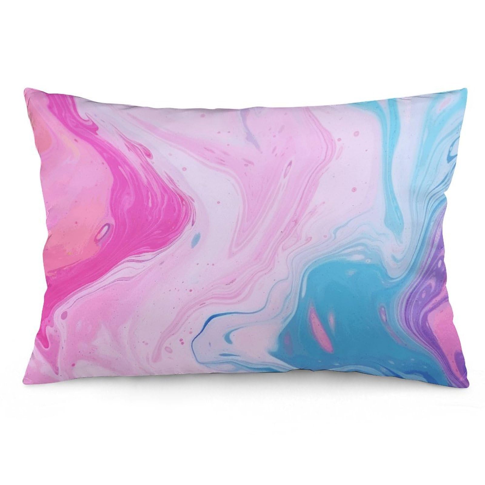 2 Pack Pillow Cases for Hair and Skin, Soft Breathable Pillow Case Covers with Hidden Zipper, Colorful Marble Pastel Pillowcase 16 "x24 Pillow Covers for Sleeping Gift