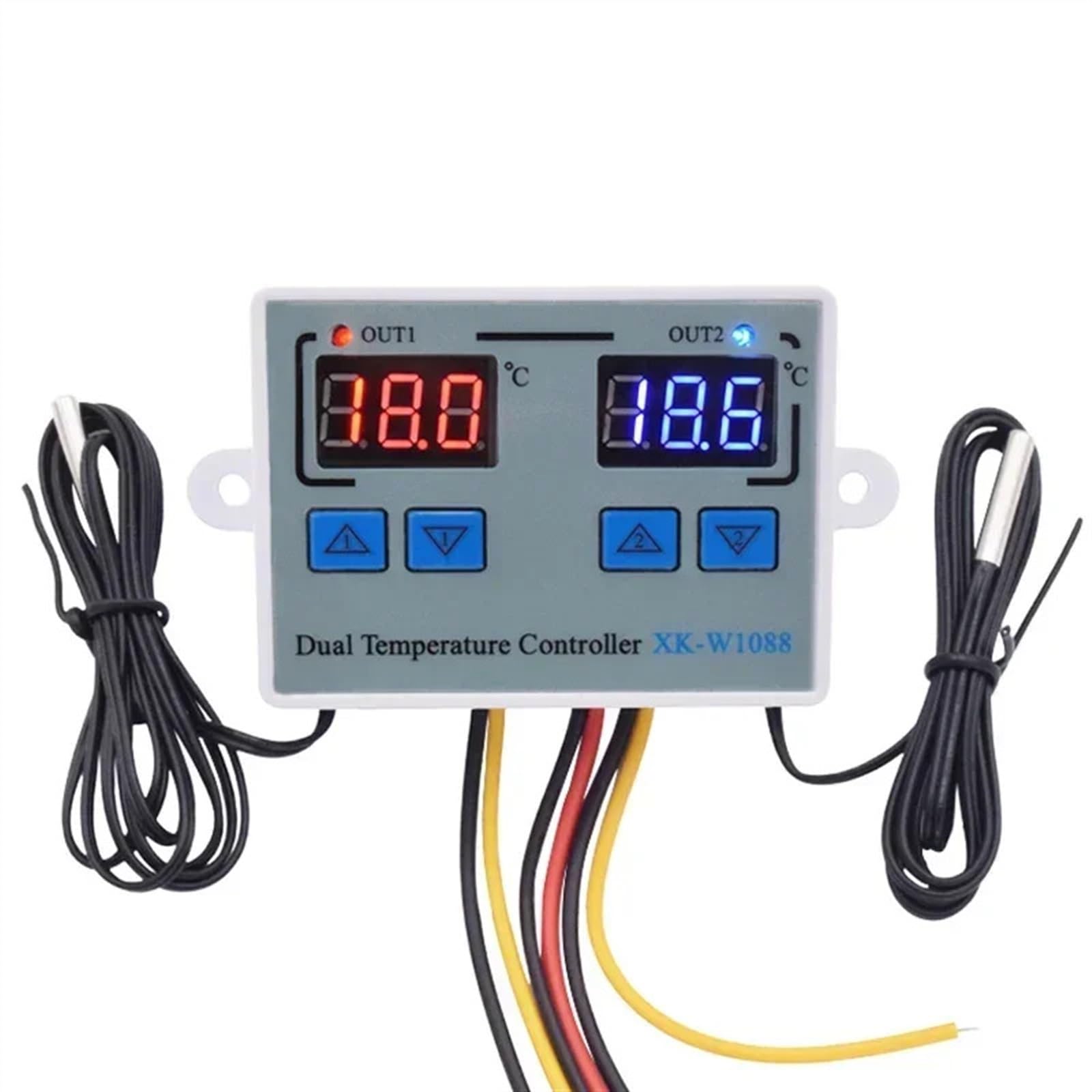 W1088 Doppio LED Sensore di temperatura digitale Tester Controller Termostato for riscaldamento elettrico 220V Termoregolatore incubatore for acquario (Color : 1m Sensor)