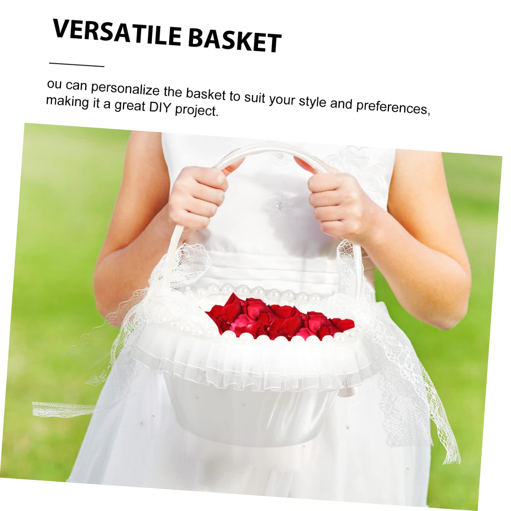 STOBAZA 5stücke Hochzeitsblumenkorb Mit Spitze Und Satin Für Blumenkinder Und Hochzeitszeremonien Eleganter Dekokorb Für Blumen Und Konfetti Für Feiern Und Anlässe