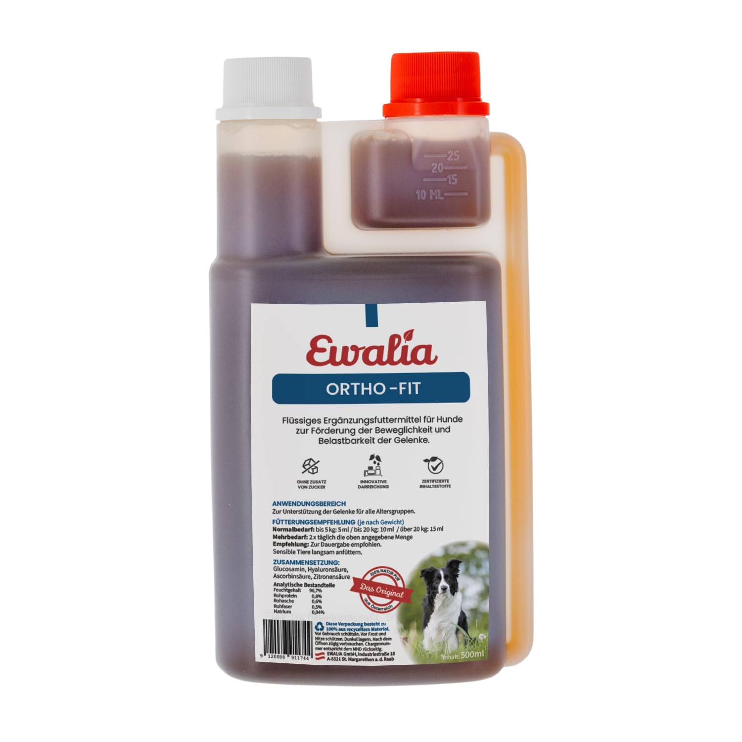NEU! EWALIA Ortho - Fit für Hunde - Schenken Sie Ihrem Hund Neue Bewegungsfreude mit unserer natürlichen Gelenkunterstützung - mit Tierärzten entwickelt, 100% Natur pur, frei von Zusätzen - 500ml