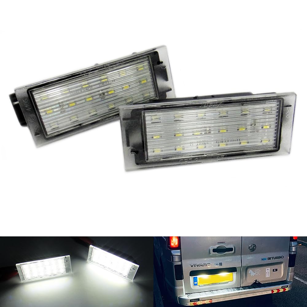 RZG 2x LED Licence Number Plate Light White Canbus For Movano B Vivaro X82 NV300 NV400 Talento MB Citan 415 Fortwo Forfour 453