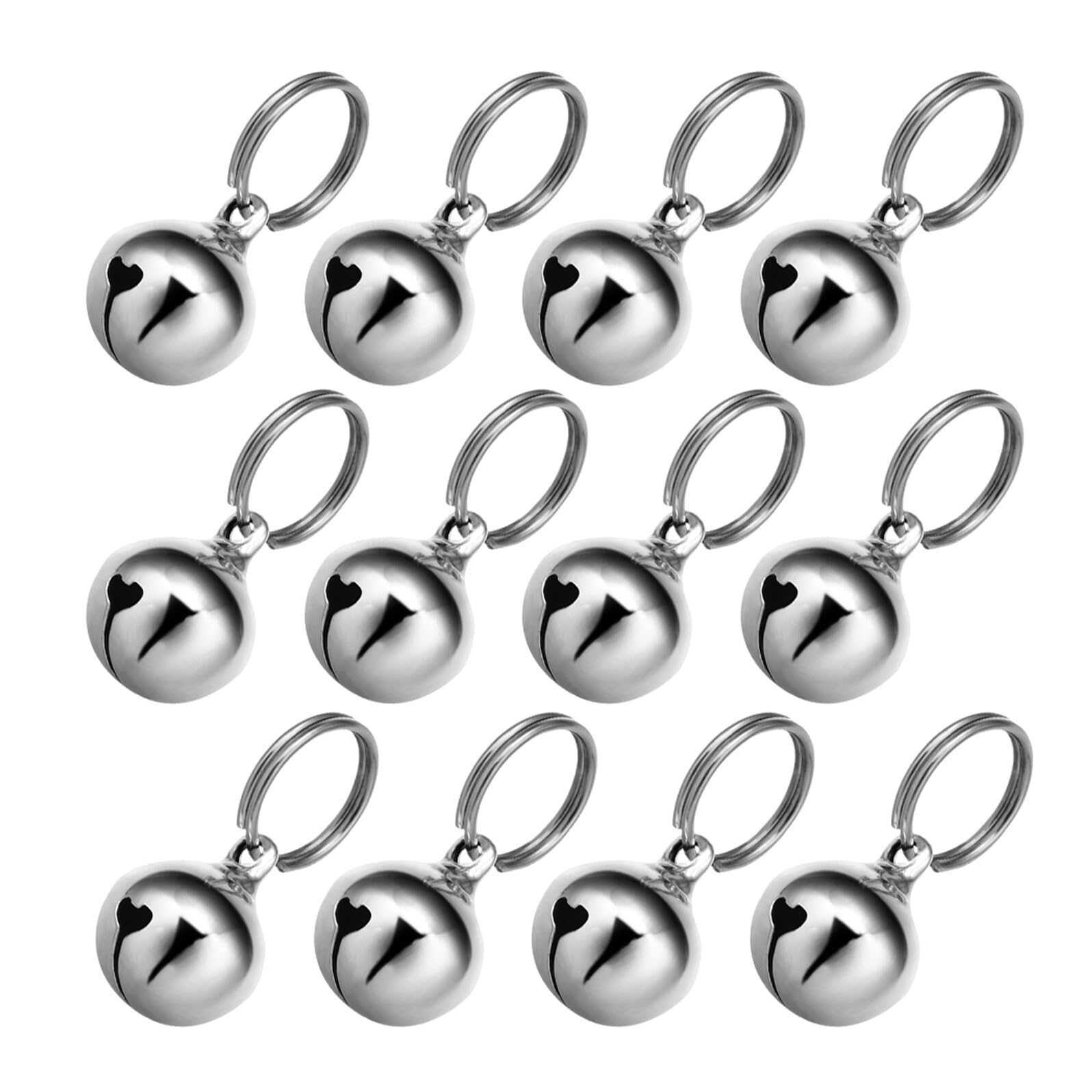 12 Clochettes en Métal Argenté pour Collier d'animaux, Son Clair et Fixation Facile, Accessoires Festifs pour Activités Extérieures et Entraînement