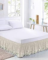 Vista 9 de Falda de cama de arte abstracto, tamaño Queen de 16 pulgadas de caída, ajustable y elástica, plisada, con volantes de polvo de lujo para cama