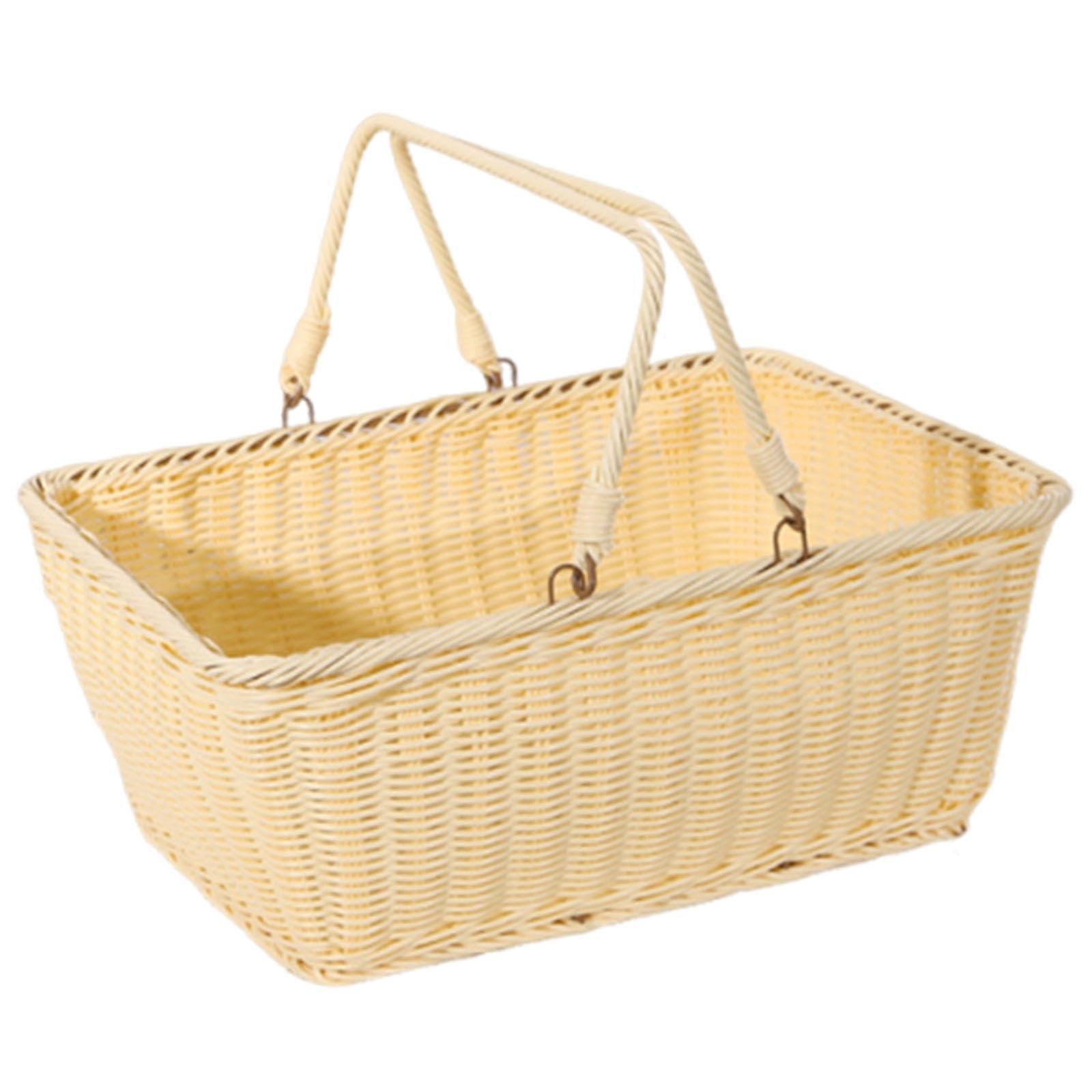Cesto Organizzatore Intrecciato con Design a Rattan E Manici Comodi per Conservare Frutta Oggetti Domestici, 40cmx30cmx18cm