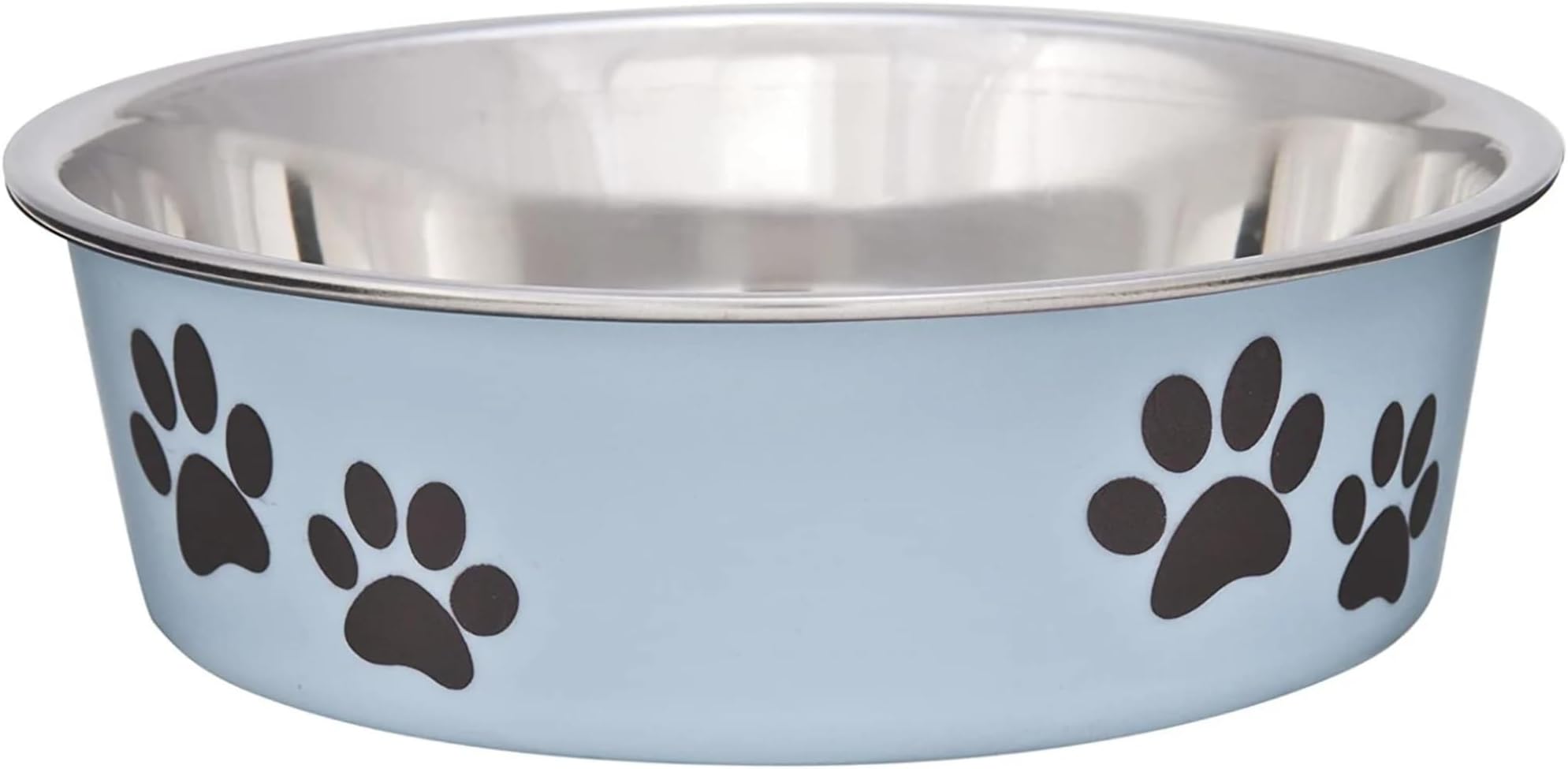 Loving Pets Stainless Steel Bella Dog Bowl Non-Slip Dishwasher Safe & Bacteria Resistant Metallic Pet Dish - Murano Blue - Small (426 ml)