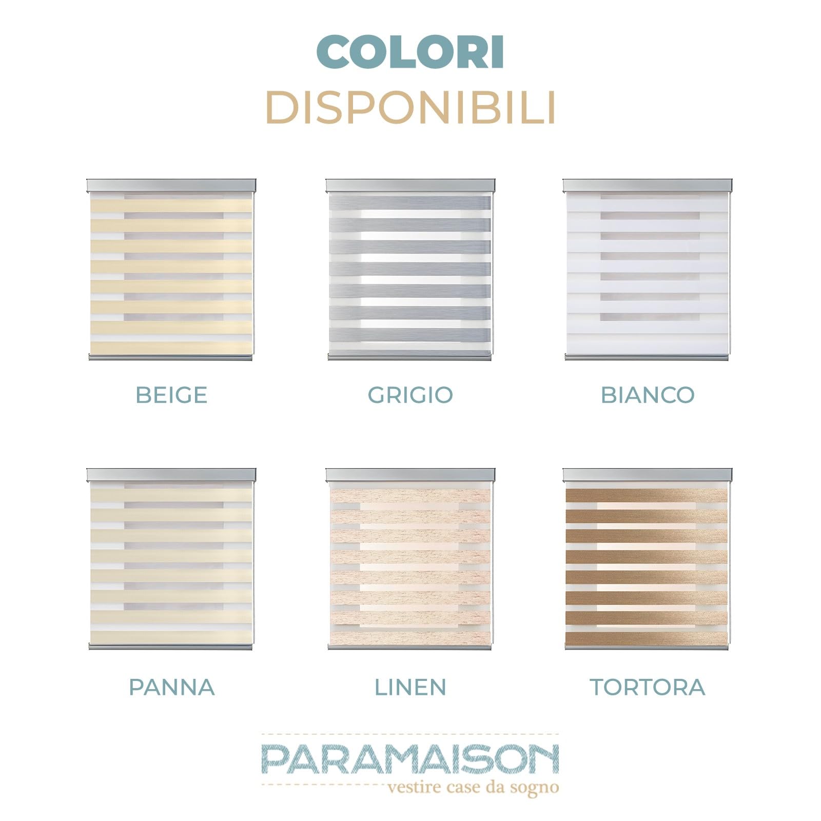 PARAMAISON Tenda a Rullo con Cassonetto per Interni Giorno e Notte, Struttura in Alluminio, Catenella, Tenda Doppia Posizione e Luminosità Variabile | 240x300 Tortora/Acciaio
