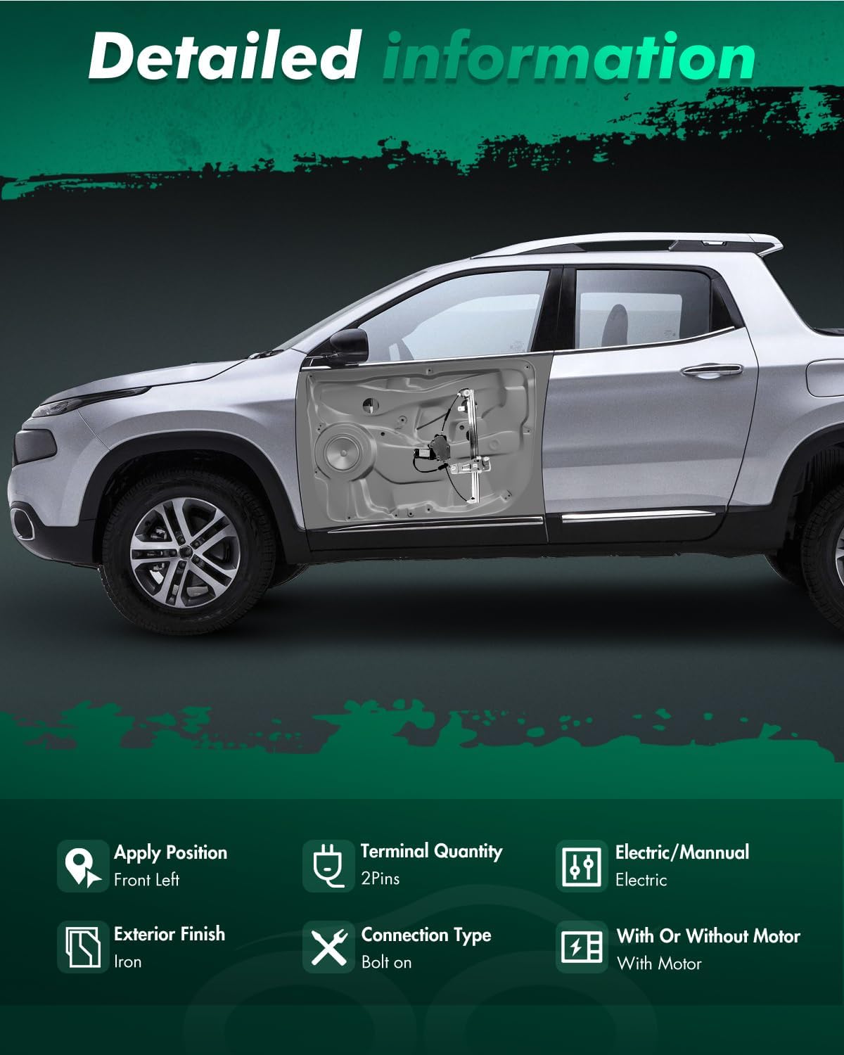 SCITOO Power Window Regulator With Motor fit for 1999 2000 for Jeep Grand for Cherokee Front Left Side 741-552