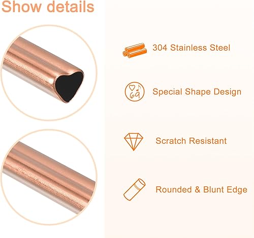 Miniatura 3 de uxcell 10 popotes de metal reutilizables, 8.5 pulgadas, con forma de corazón, de acero inoxidable para beber batido, bebidas frías, bebidas