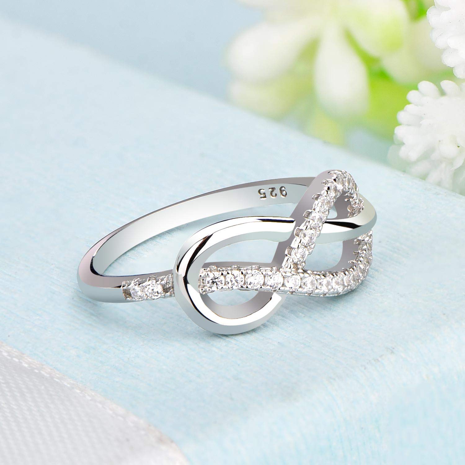 starchenie Anello Infinito Argento 925 Donna con Zirconia Cubica Anniversario Promessa Eterno Anelli
