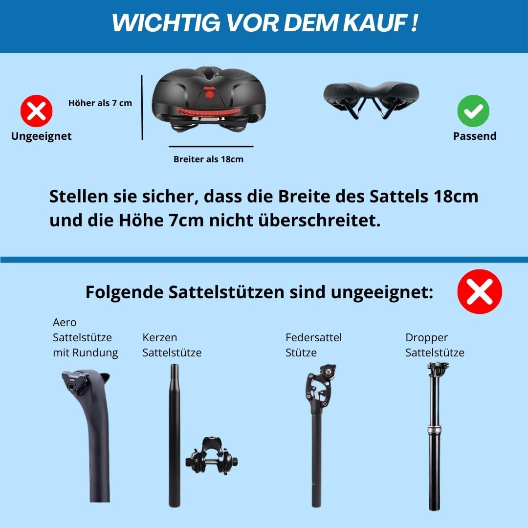 Sattelfederung Fahrrad - Sattelstütze gefedert - Das Original - Fahrradsattel mit Federung schont Wirbelsäule - Fahrradsattel Federung 100% Comfort - Fahrrad Zubehör gefederte Sattelstütze