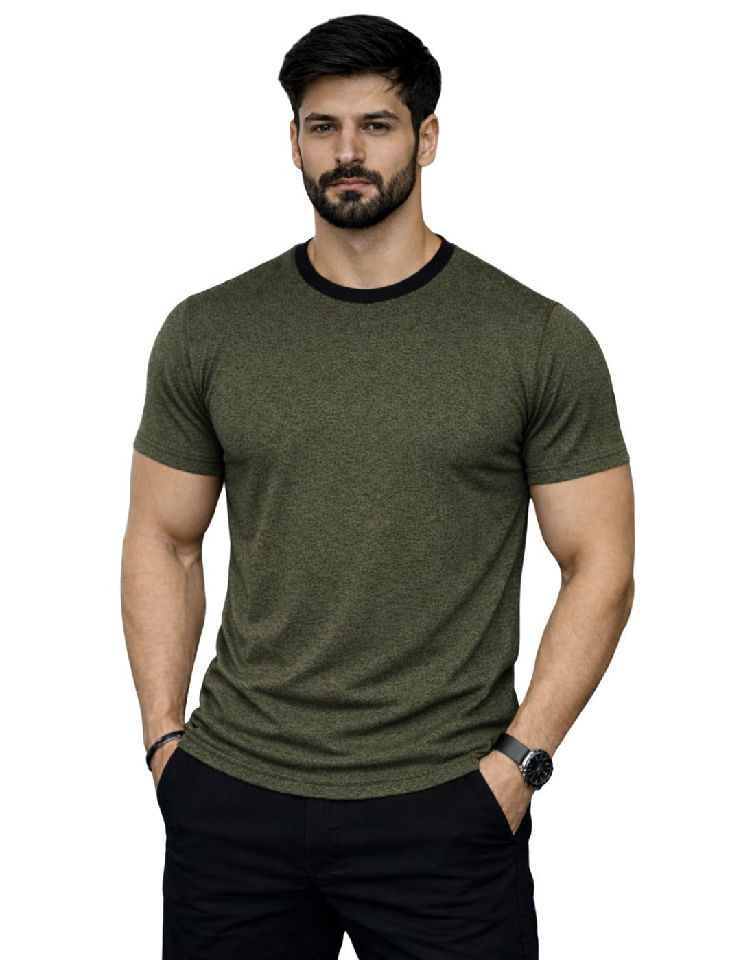 Men’s Solid Gym T-Shirt | Slim Fit Gym & Training Tee | Breathable Stretch Fabric | Round Neck Sports Wear for Workout-picture-15