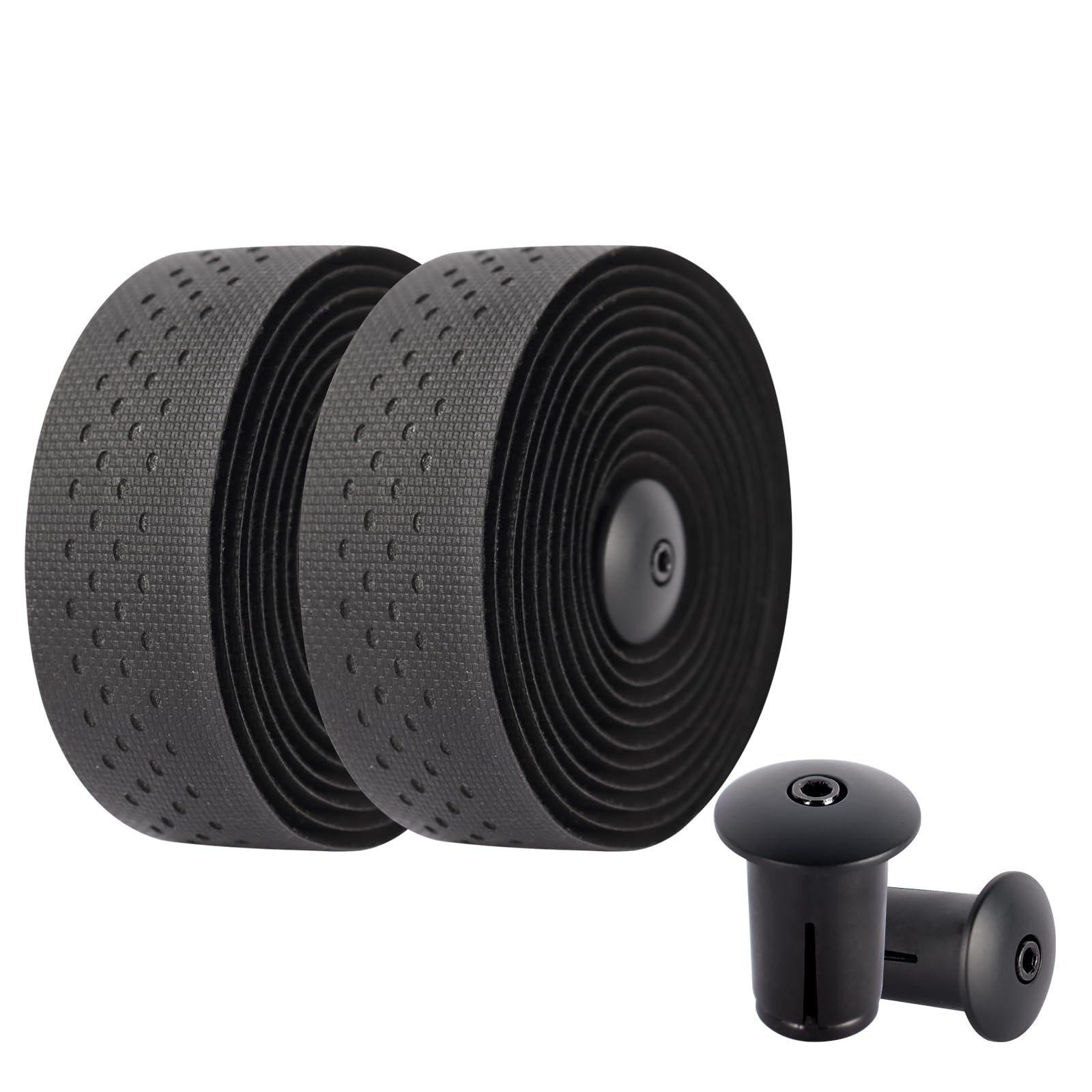 TIJYSH Fahrrad Lenkerband,Bicycle Handlebar Tape, Breathable Handlebar Tape, Bike Handlebar Tape (2er-Set) (Schwarzes Silikon+Schwarz)