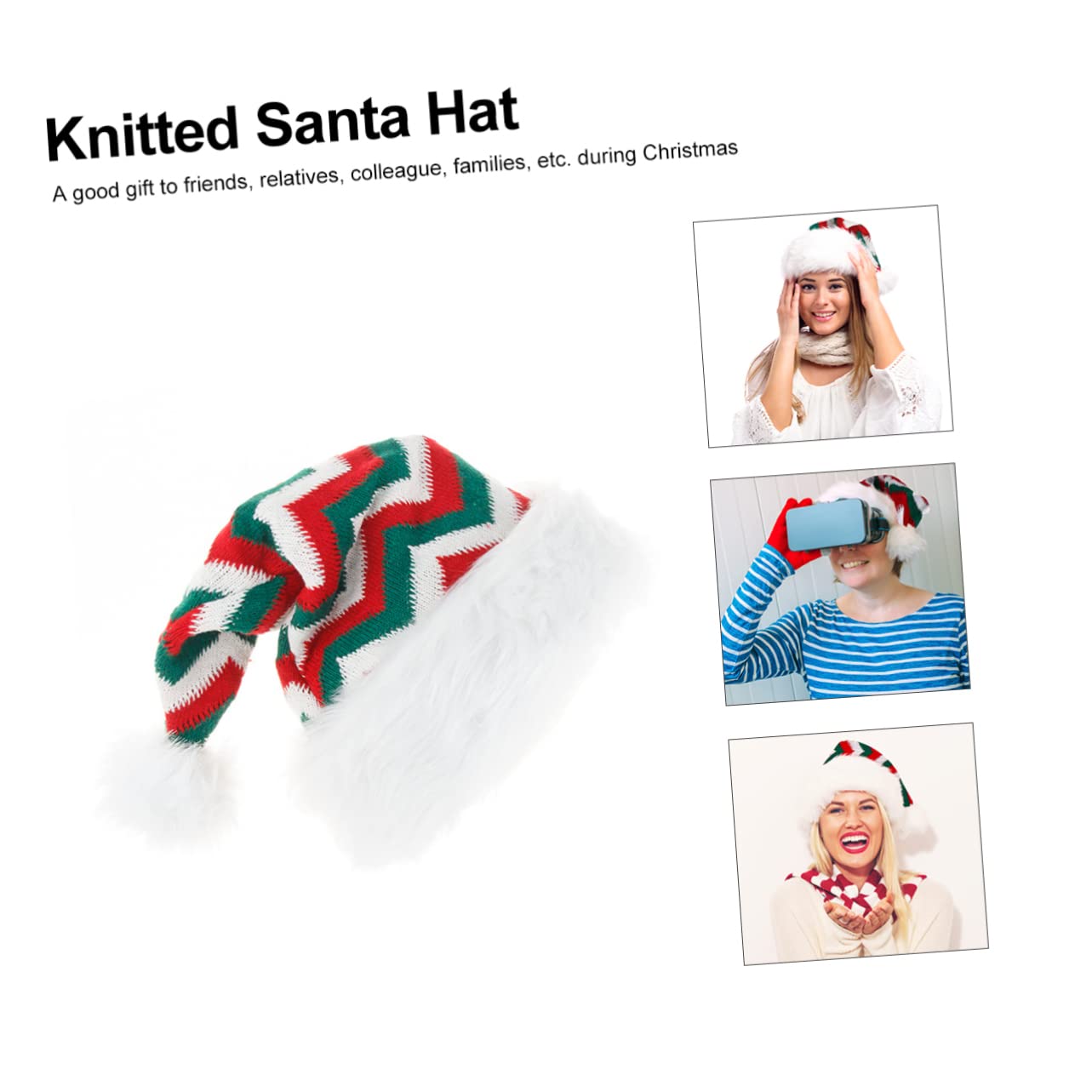 3stücke Weihnachtsmütze Niedlichem Für Erwachsene Strickmütze Im Klassischen Für Festliche Anlässe Und Weihnachtsfeiern