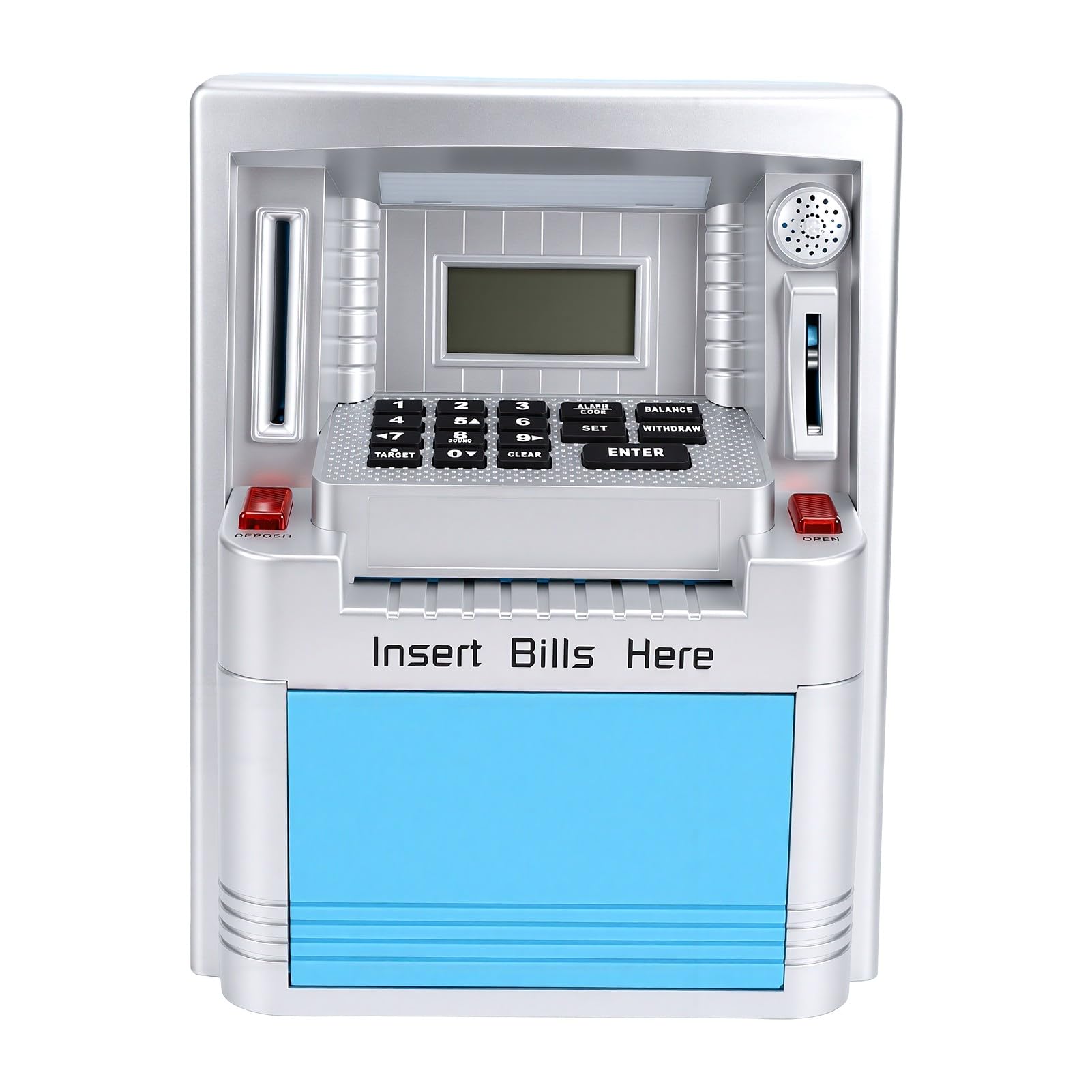 Salvadanaio ATM Interattivo Vocale per Bambini, Salvadanaio Elettronico con Conteggio Digitale con Protezione Tramite Password, Giocattolo di Risparmio Intelligente con Premi Sonori,