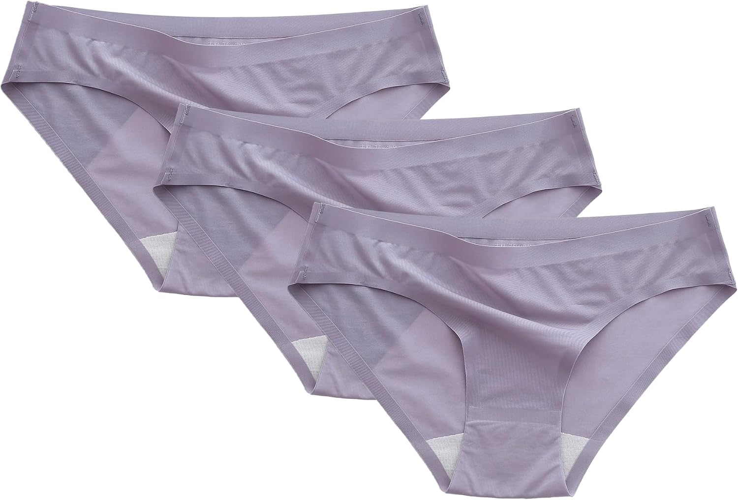 DGHM-JLMY Womens Underwear Stretch Sexy Solid Color Breathable Seamless Ice Silk Underwear Comfortable Low Waist Briefs (Grey 3Pc,X-Large)