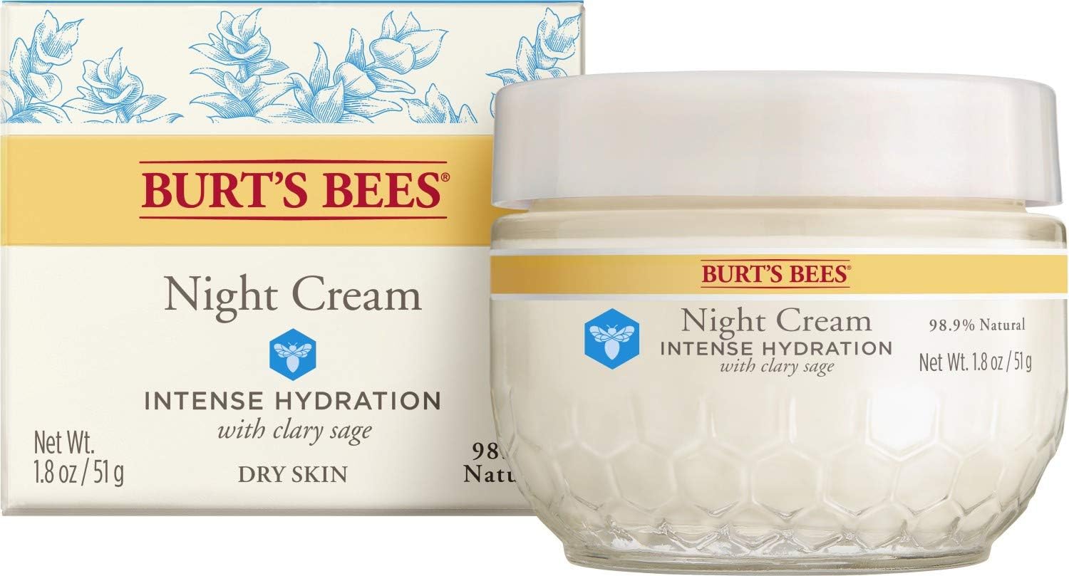 Burt's Bees Intense Hydration Night Cream, Moisturizing Night Lotion, 1.8 Ounces