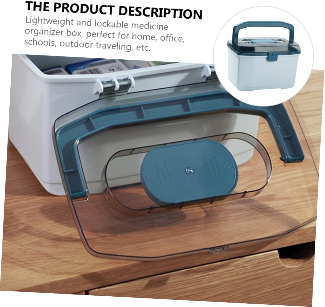 Plastic Box Medicine Case Storage Organizer Large Medicine Lock Box for Home Use Outdoor Aid