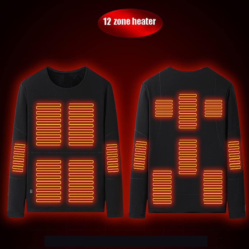 Men's Heated Thermal Underwear Set Soft Fleece Lined Washable USB Electric Heating Warm Base Layer Long Johns Suit - Image 2