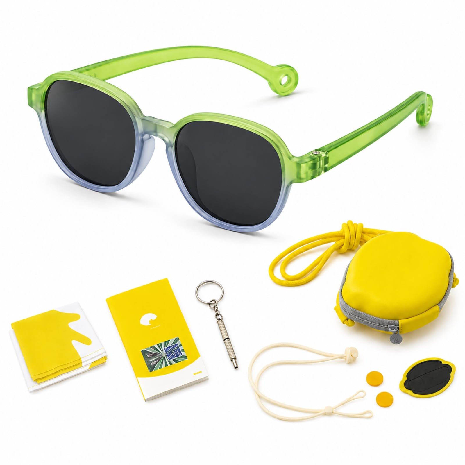 LVJMJ Składane polaryzacyjne okulary przeciwsłoneczne dla dzieci UV400 TR90 - TAC soczewki okulary przeciwsłoneczne dla chłopców dziewcząt w wieku 3-12 lat z etui i paskiem