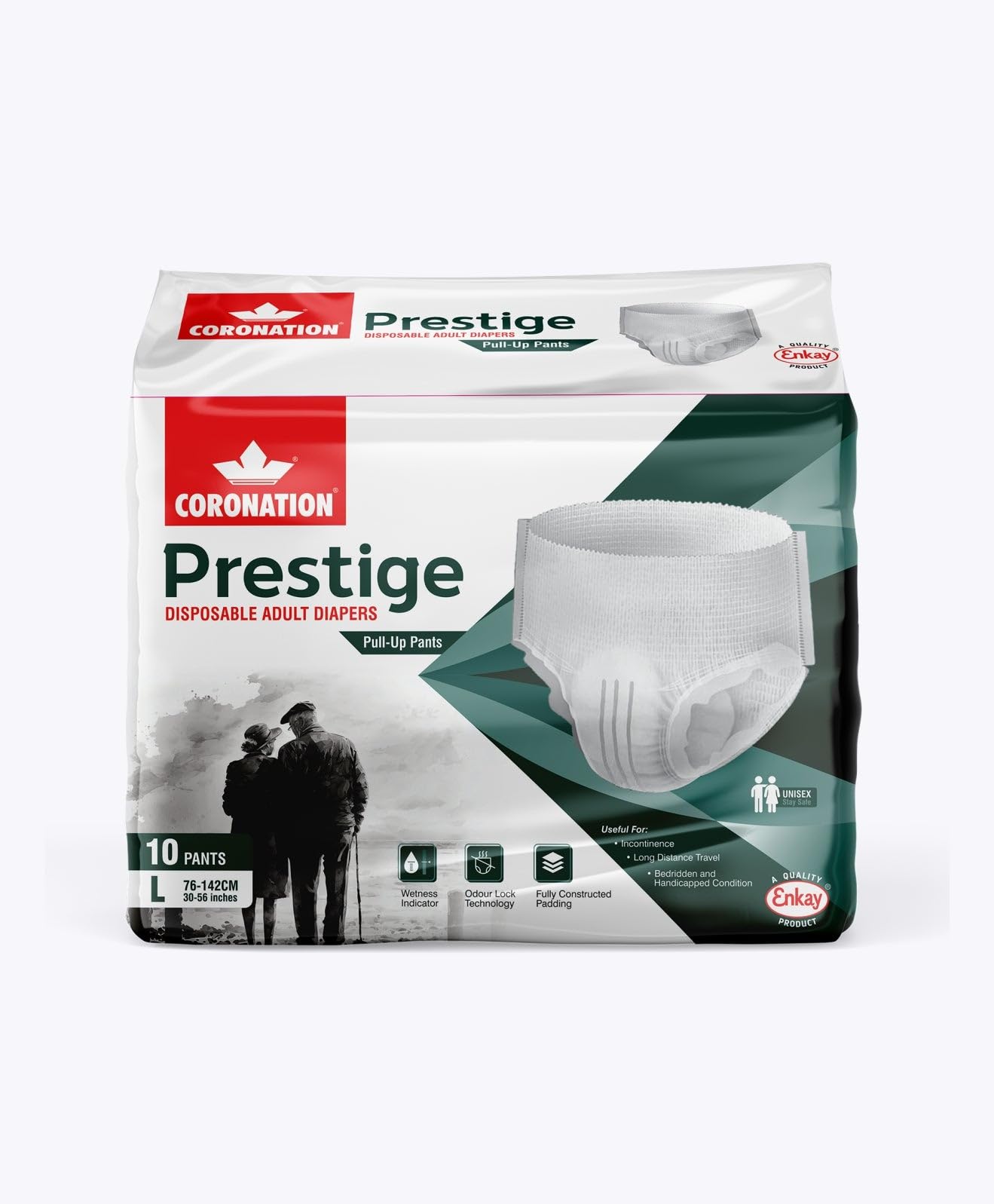 Coronation Prestige Pull Up Disposable Unisex Adult Diaper Size L|Leak-Lock Technology|Wetness Indicator|Odour-Lock Formulation|Extra Absorption Core|Soft Elastics|High Capacity-image-3
