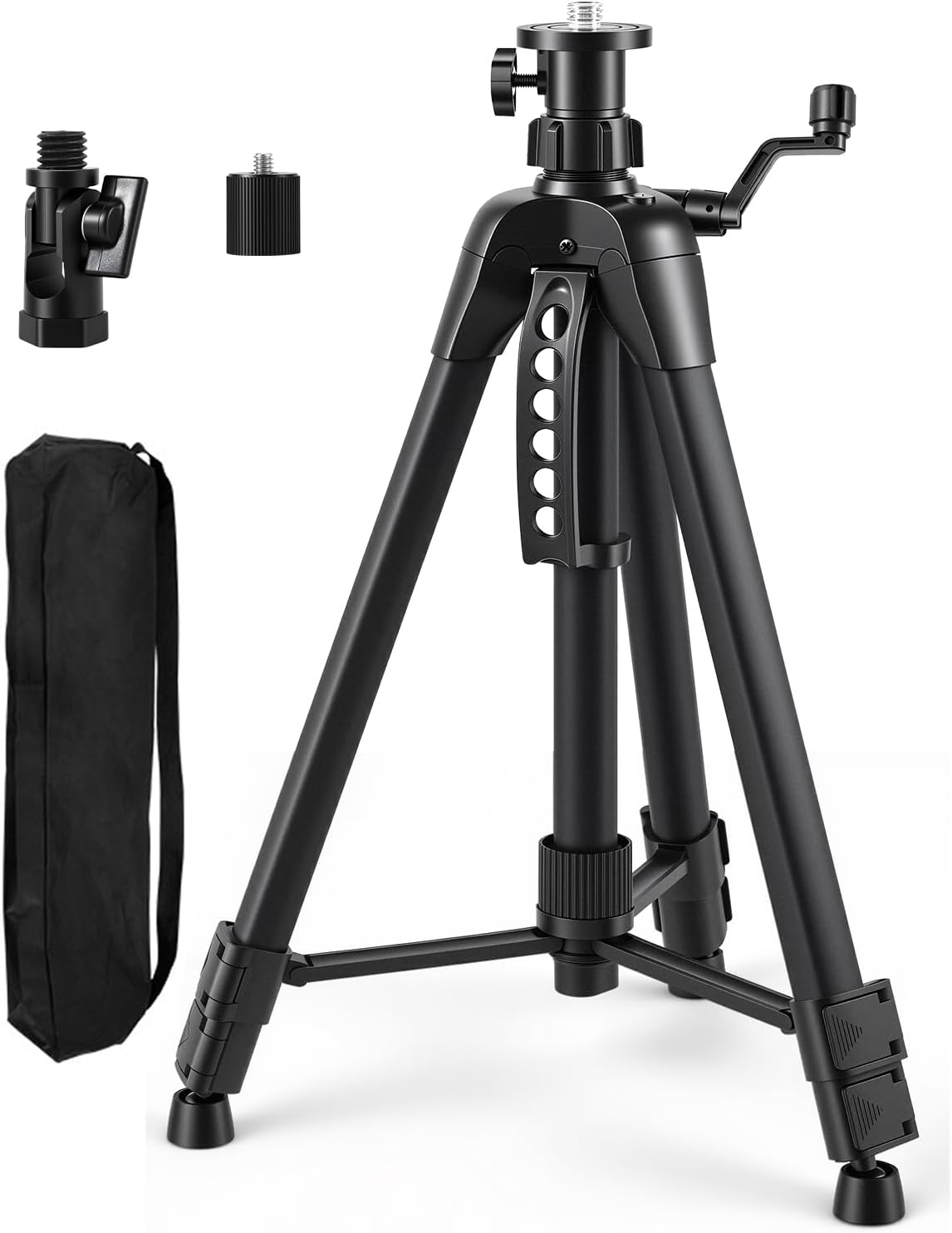 Professional 47 Inch Aluminum Laser Level Tripod Stand with 5/8", 1/4“ Thread & Angle Adapter, Bubble Level, for Laser Line Leveling