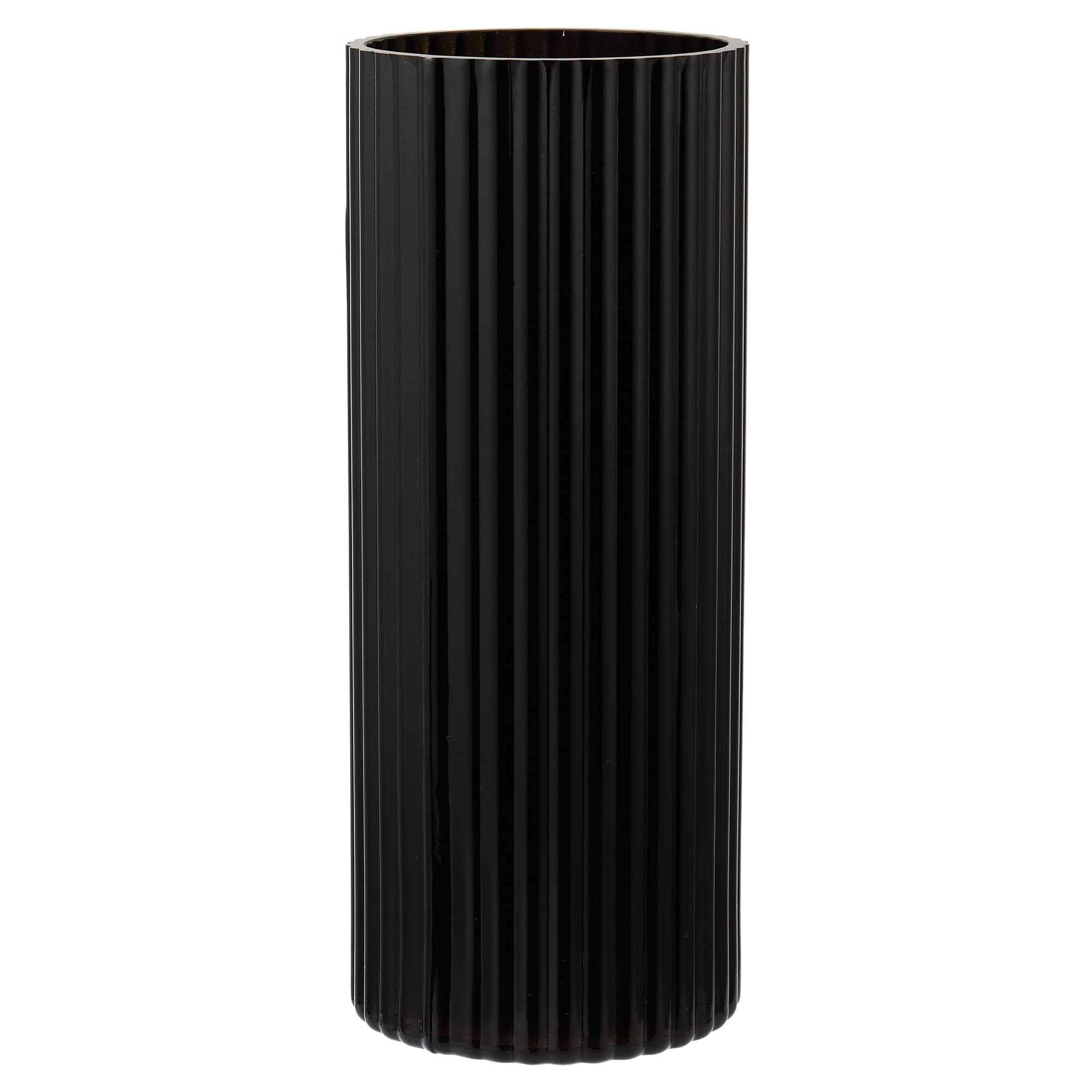 YANWE1 Black Ribbed Glass Vase