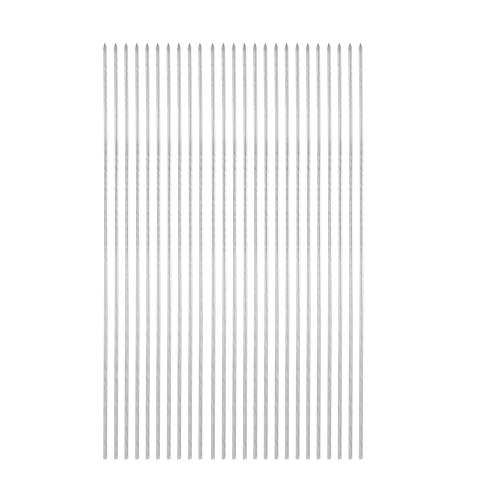 HARFINGTON 25 pinchos de metal de 38 cm x 3 mm redondos de acero inoxidable reutilizables para barbacoa, barbacoa, parrilla al aire libre, palo para carne, camarones, frutas y verduras