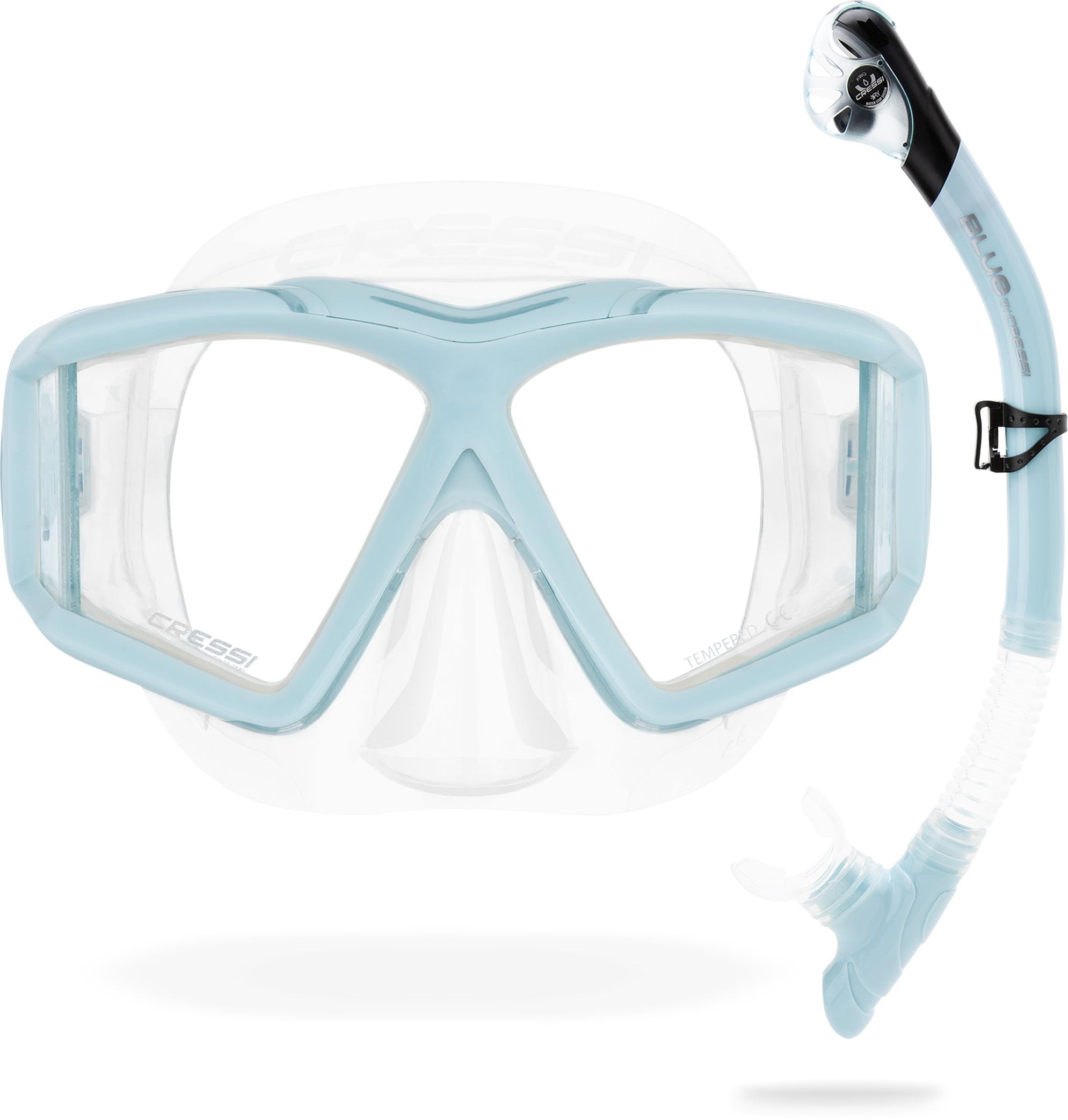 CRESSI Horizon - Unisex Tauch und Schnorchelmaske mit 4 Separaten Temperargläsern oder Set Maske+Schnorchel Scilla Top Dry Combo für eine Pneingeschränkte Rundumsicht